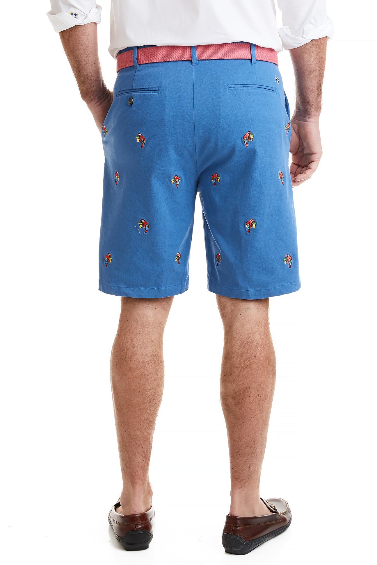Cisco Short Stretch Twill Deep Ocean Blue with Party Parrot - Comfortable Casual Shirt for Men, Perfect for Office, Party, and Everyday Wear