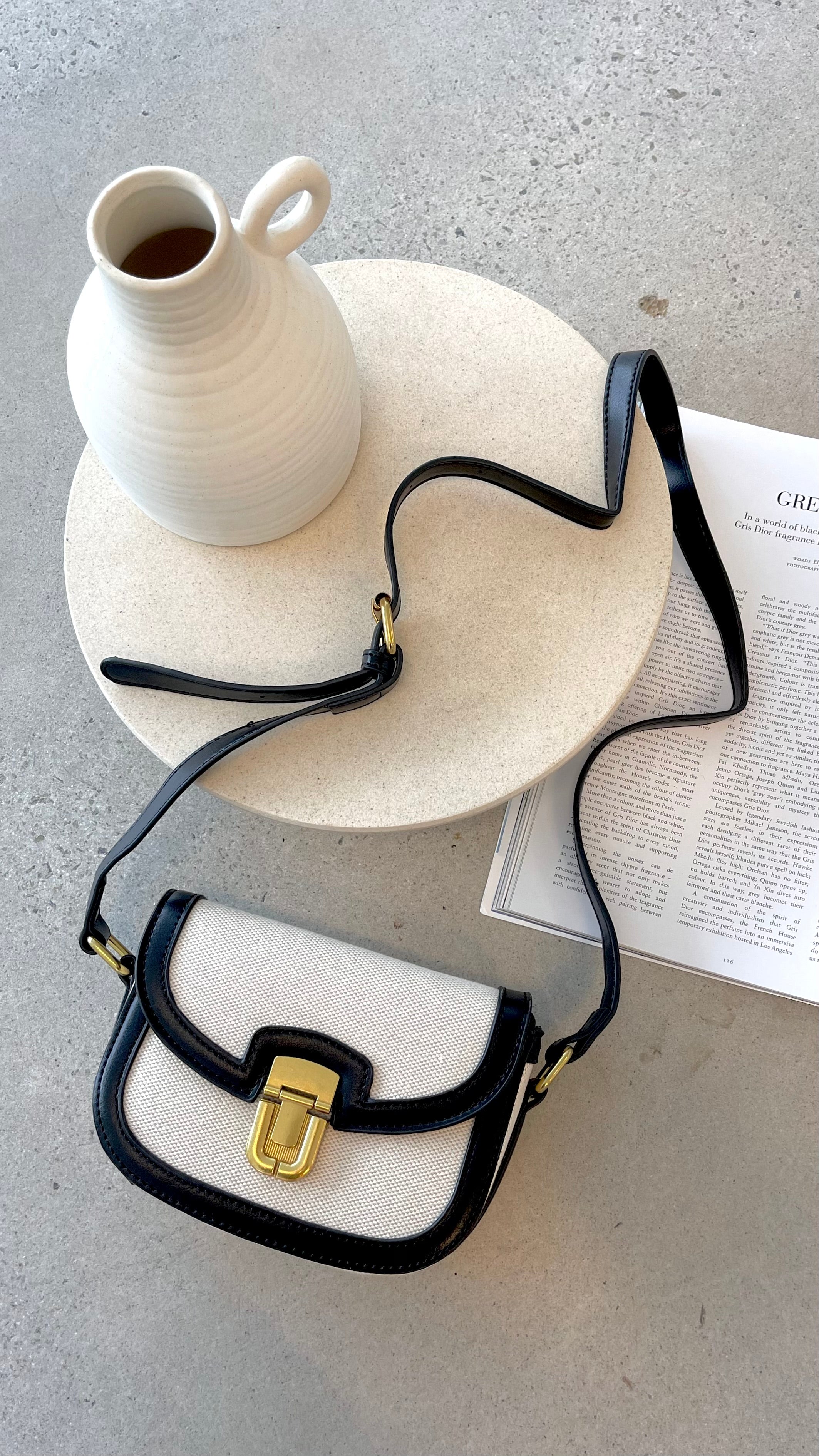Isobel Fabric Saddle Crossbody Bag for Women - Stylish Black Leather Shoulder Purse - Perfect for Work, Travel & Everyday Use