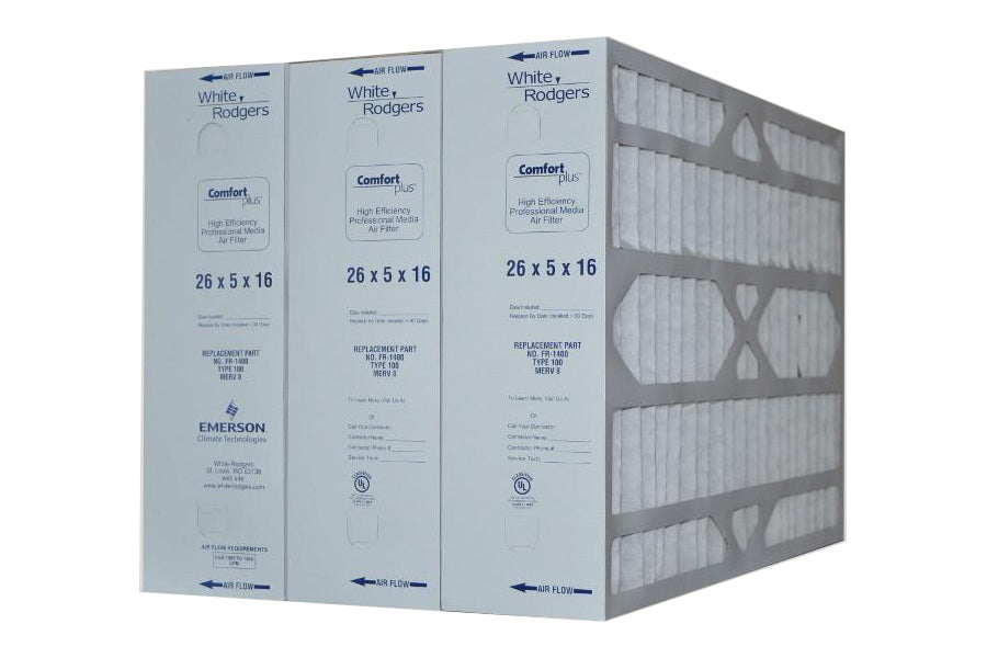 FR1400 100 White Rodgers 16x26x5 Replacement Furnace Filter - 3 Pack (Actual Size 26