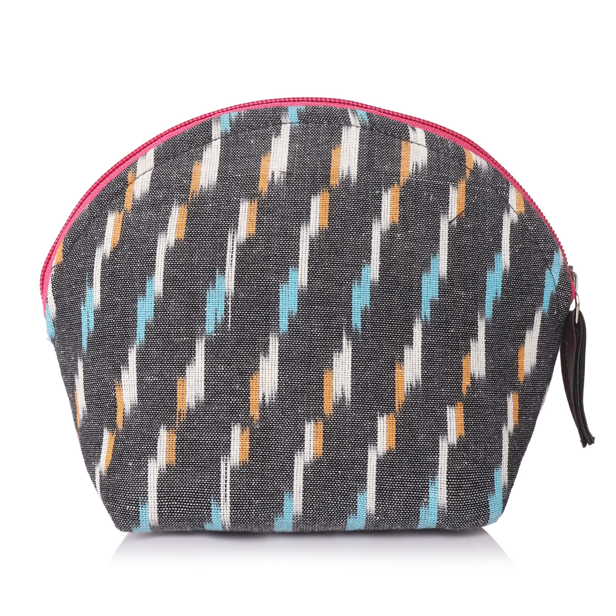 Vibrant Multi-Color Grey Ikat Makeup Bag - Waterproof Cosmetic Organizer for Travel, Gym & Daily Essentials Storage