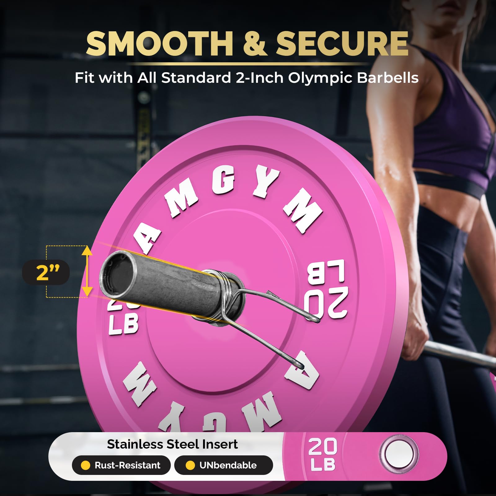Olympic Rubber Bumper Plates Set - 2 Inch Steel Insert Weight Plates for CrossFit, Powerlifting & Strength Training - Durable Colored Bumper Weights for Home & Commercial Gym Use (Single/Pair Options)