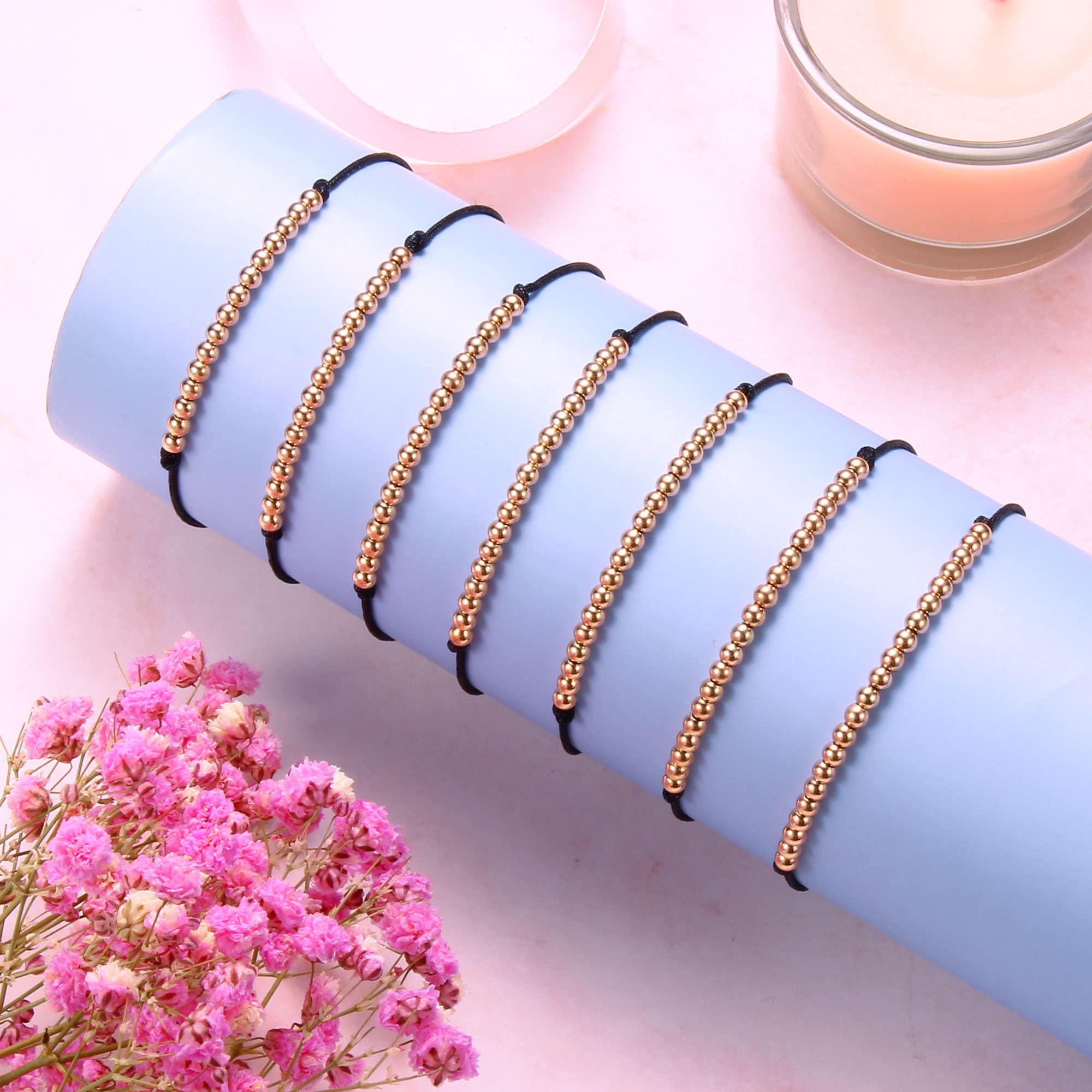 Birthday Bracelets for Women - Adjustable Beaded Jewelry Gifts for Teen Girls, Daughter, Girlfriend, Wife, Sister & Best Friend - Silver, Gold & Rose Gold Link Strand Bracelet - Perfect for Birthdays, Christmas & Anniversaries - Elegant Gift for Her on Special Occasions