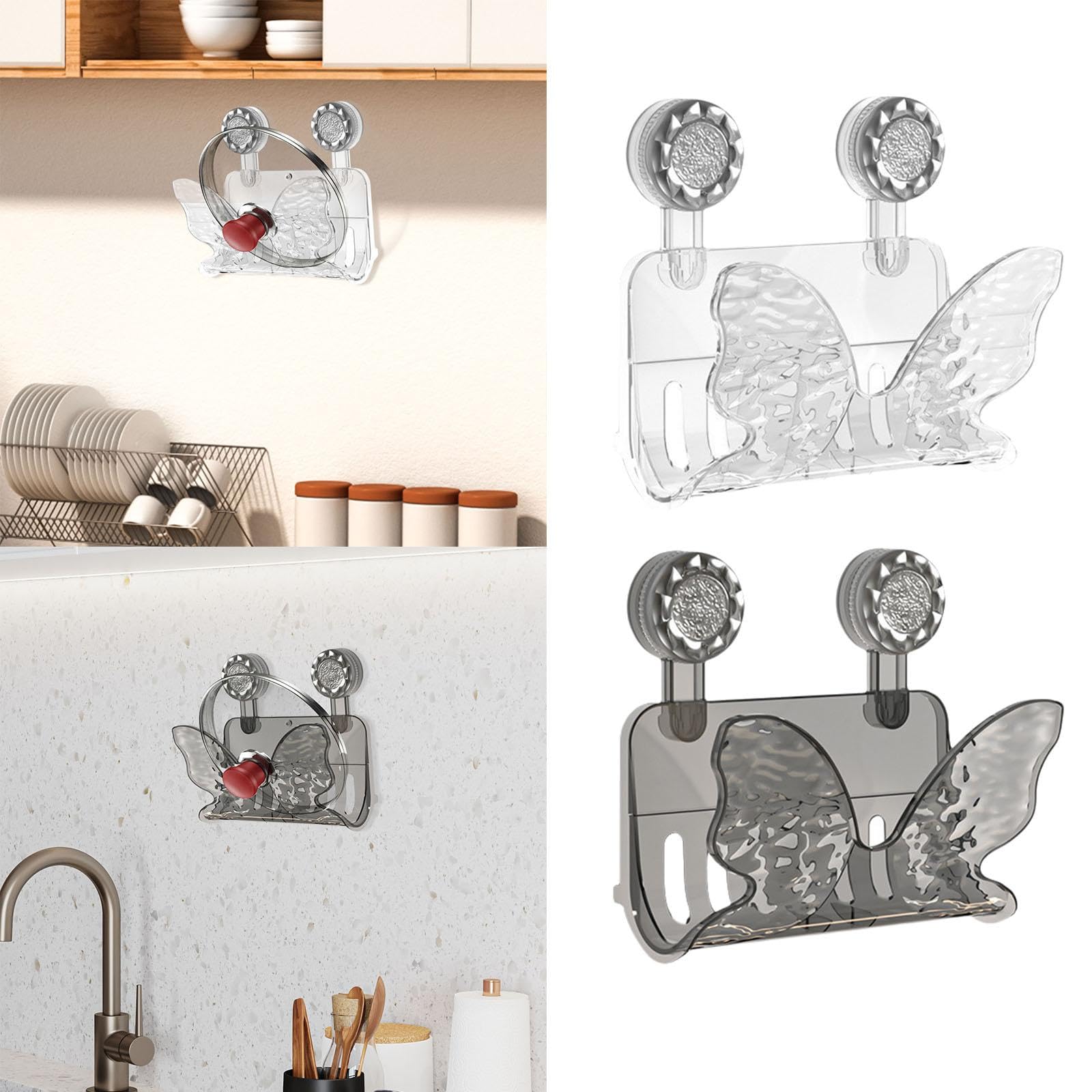 CALANDIS® Wall Mounted Pot Lid Rack Organizer - Space Saving Kitchen Storage for Pots, Pans & Lids - Durable Clear Plastic Cupboard Door Organizer - Perfect for Small Kitchens & Clutter-Free Homes (1-Pack) | Ideal for Organizing Cookware in RVs, Apartments & Compact Kitchens