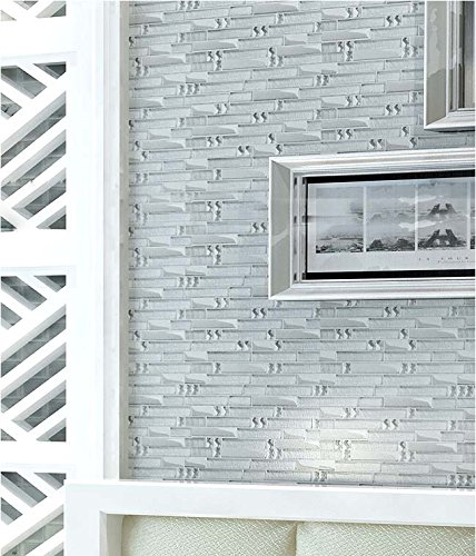 Sparkling Silver Crystal Glass Metal Mosaic Tiles - Stain Resistant Linear Design for Kitchen Backsplash, Bathroom & Shower Walls (6 Sq Ft) - Perfect for Modern Home Decor and Commercial Spaces
