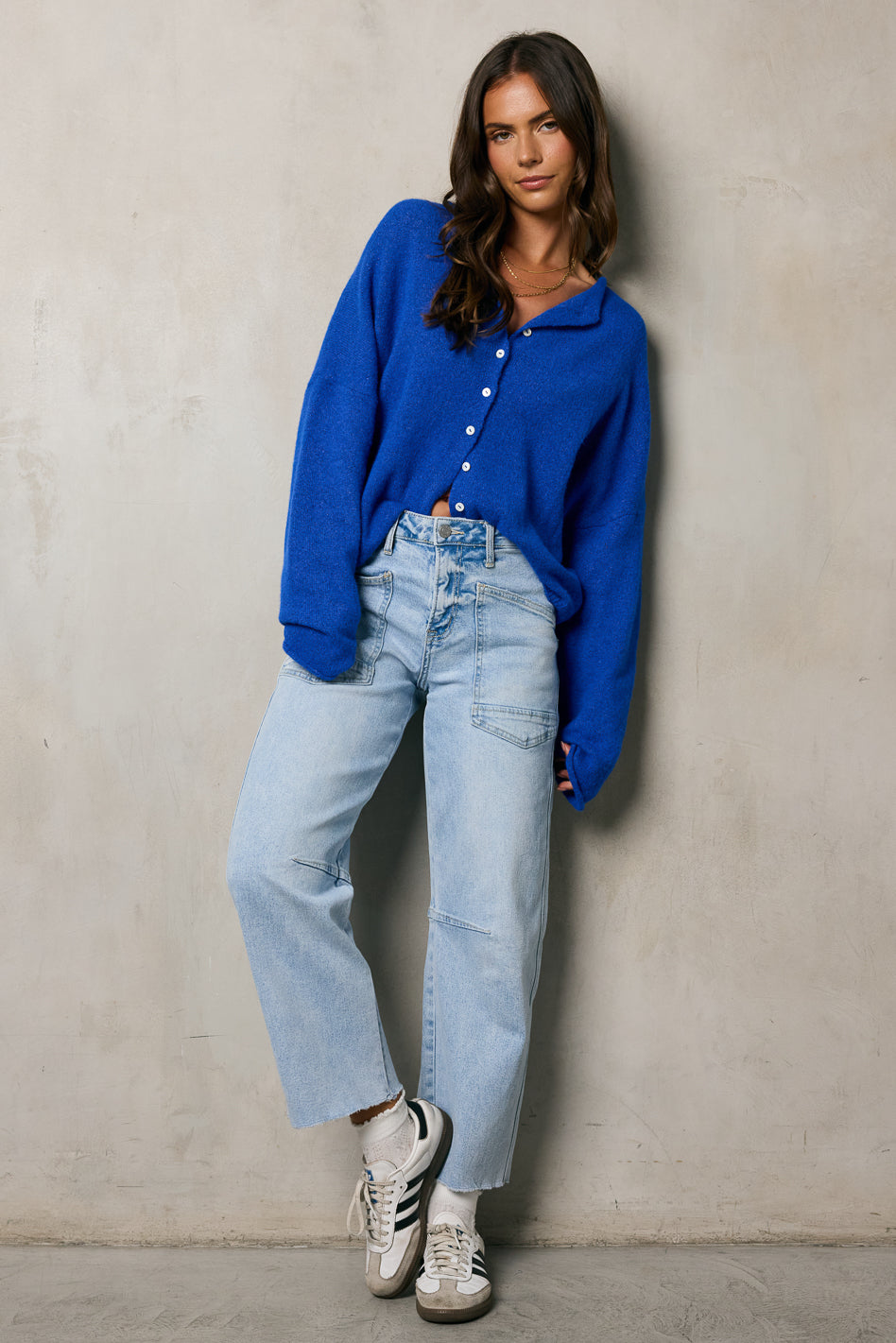 Blue Maci Cardigan for Women | Cozy Knit Sweater | Perfect for Fall & Winter Layering | Casual Office Wear & Weekend Outfits