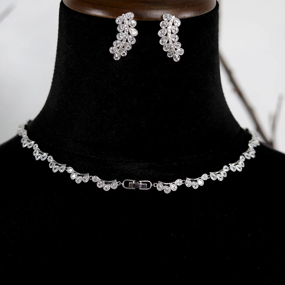 Sparkling Cubic Zirconia Round Necklace Set for Women - Elegant Wedding & Party Jewelry - Perfect for Bridal, Anniversary, Prom & Special Occasion Gifts