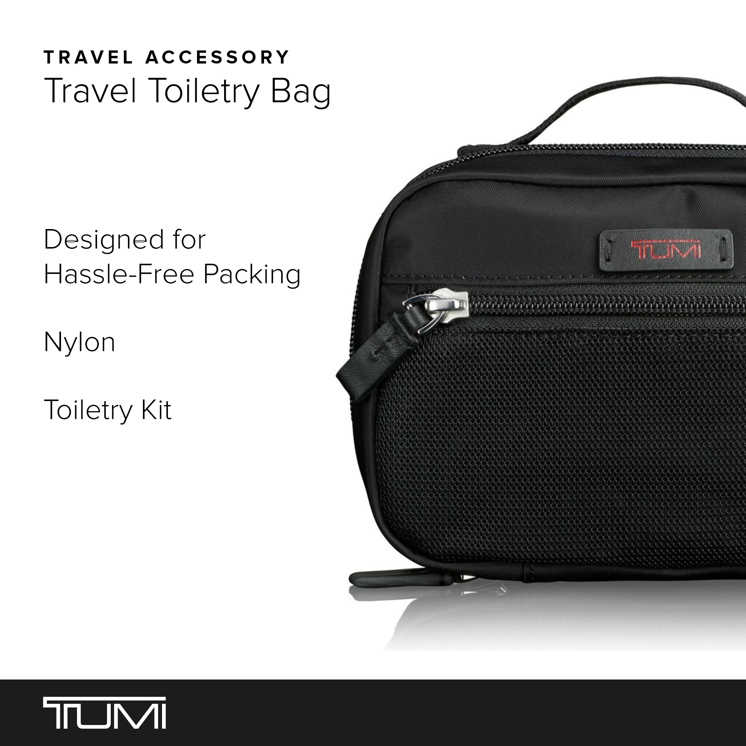 TUMI Travel Accessory Pouch - Compact Nylon Organizer for Electronics, Cords, Toiletries & Cosmetics | Portable Toiletry Bag for Business Trips, Vacations & Daily Use - Small Black Case