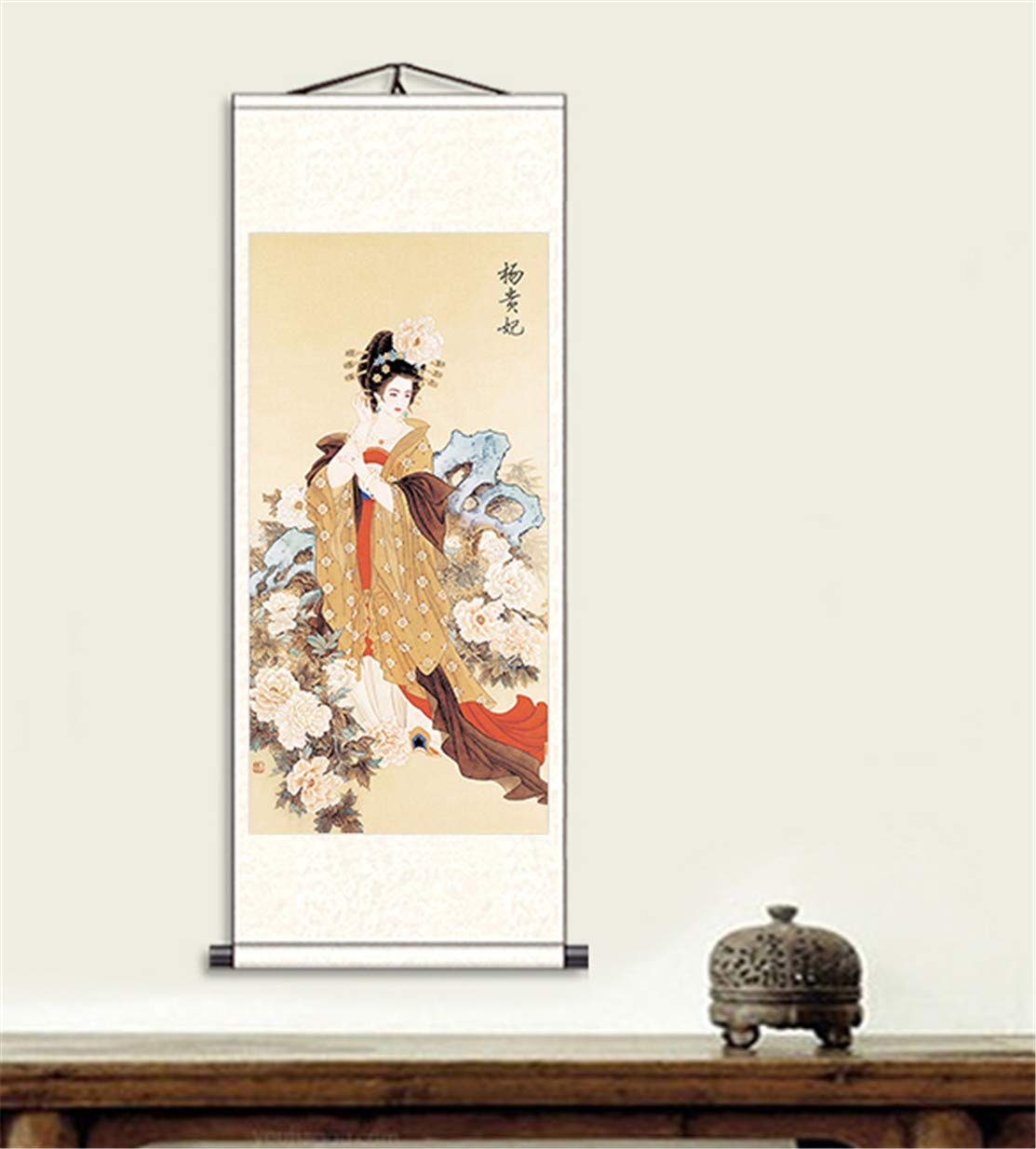 Chinese Silk Scroll Wall Art - Yang Guifei Beauty Painting for Home Decor | Asian Traditional Hanging Artwork | Perfect for Living Room, Bedroom & Office Decoration