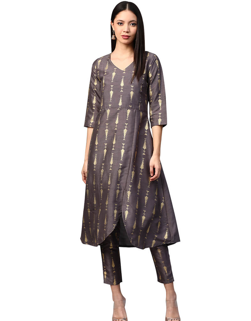 Elegant Brown Poly Silk Pant Kurti for Women - Stylish Indian Ethnic Wear for Festivals, Parties & Casual Outings