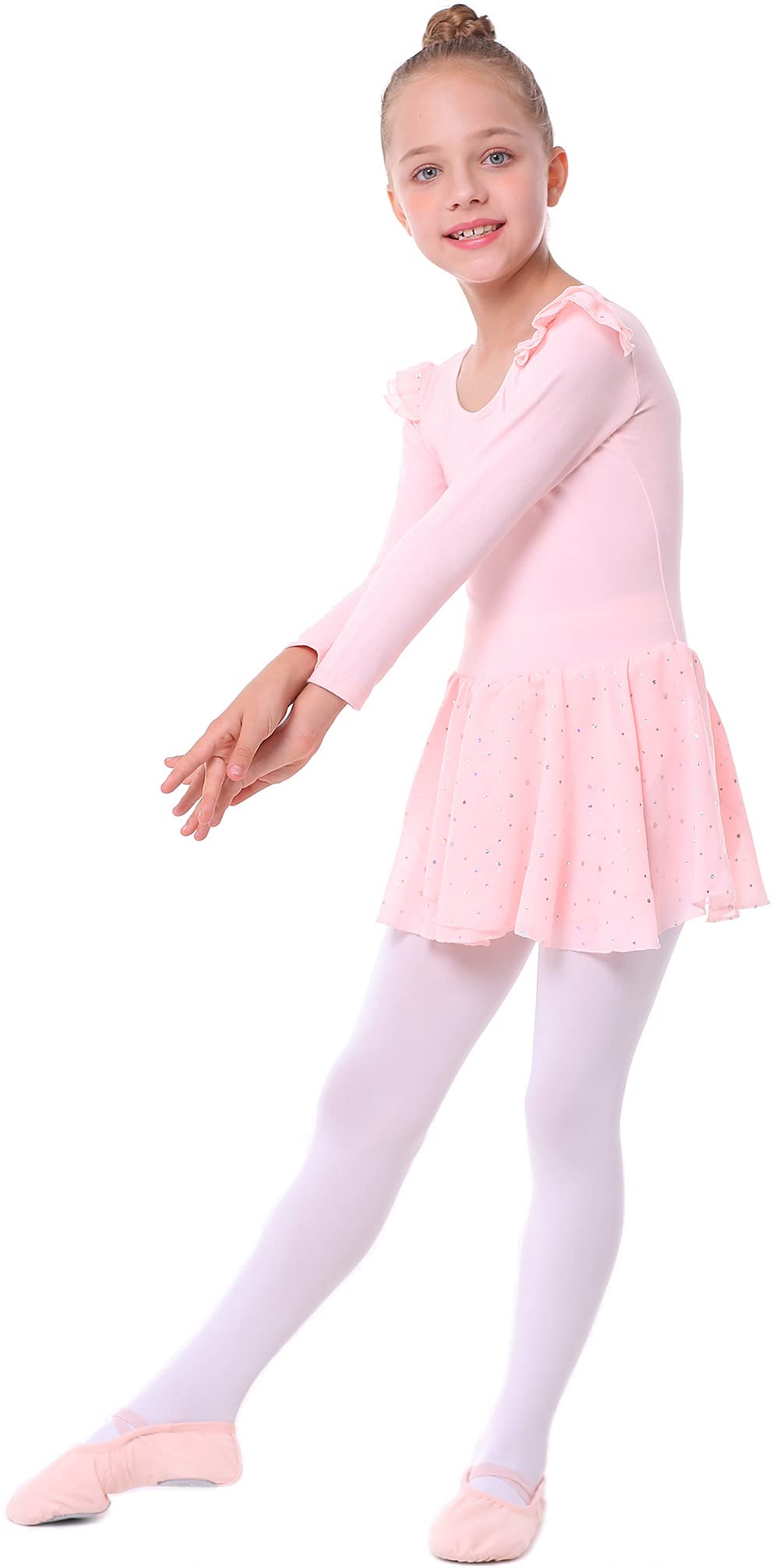 Toddler Girls Ballet Leotard with Skirt - Short Sleeve Dance Outfit for Ballerina Class & Performance | MDNMD