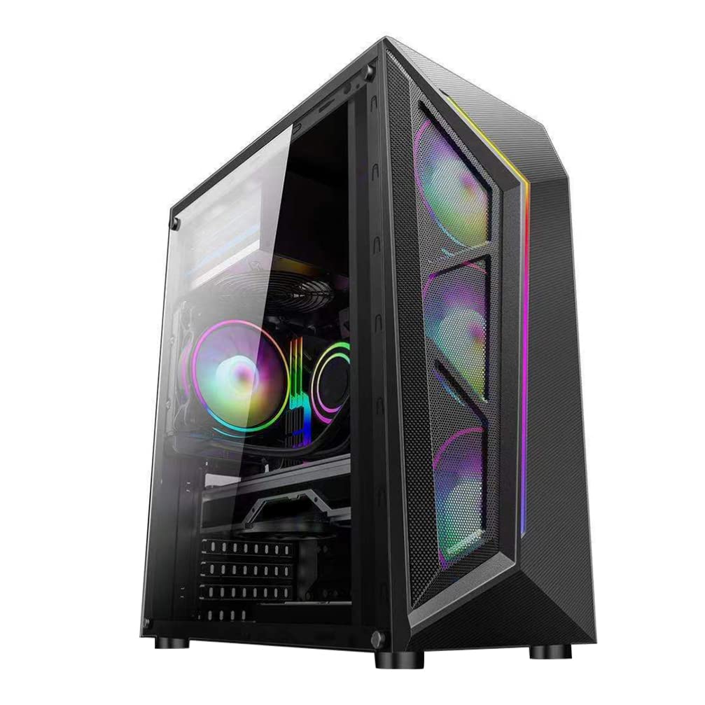 ATX Mid Tower PC Case with RGB Lighting - High Airflow Gaming Computer Case for Desktop Builds, Workstations & Home Office Setups