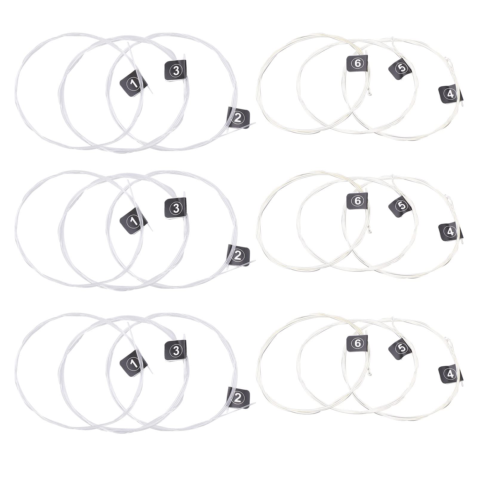 3 Set Classical Guitar Nylon Strings - E1st B2nd G3rd Nylon Core with Silver Plated Wound D4th A5th E6th Strings (NX36) - Perfect for Classical Guitar Players & Music Performances
