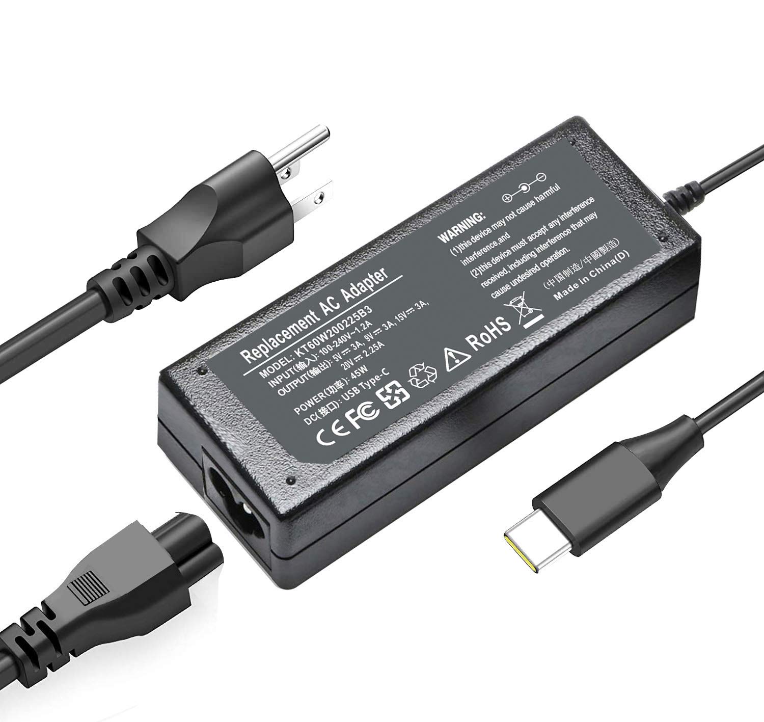 45W USB C Fast Charger for Lenovo Chromebook - Compatible with Lenovo Laptops - Type C Power Adapter with Quick Charge - Perfect for Home, Office & Travel Use