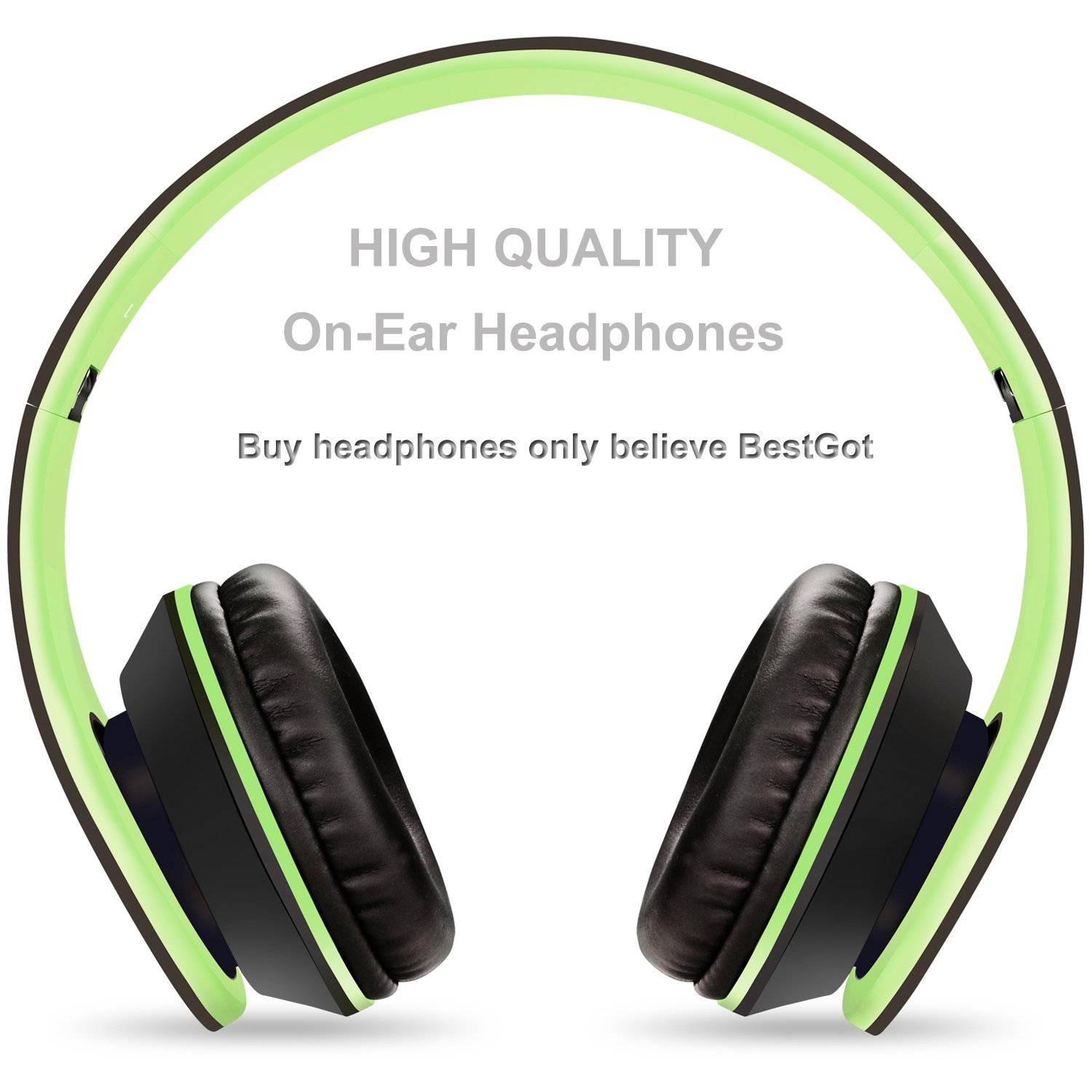 BG6002 Kids Headphones with Microphone - Volume Limited Safe Headset for Children, Foldable Design with 3.5mm Plug & Removable Cord (Black/Green) - Perfect for School, Travel, and Online Learning