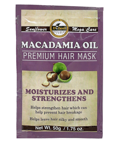 Difeel Macadamia Oil Deep Conditioning Hair Mask - 50g for Dry, Damaged Hair - Nourishing Treatment for Salon-Quality Results at Home