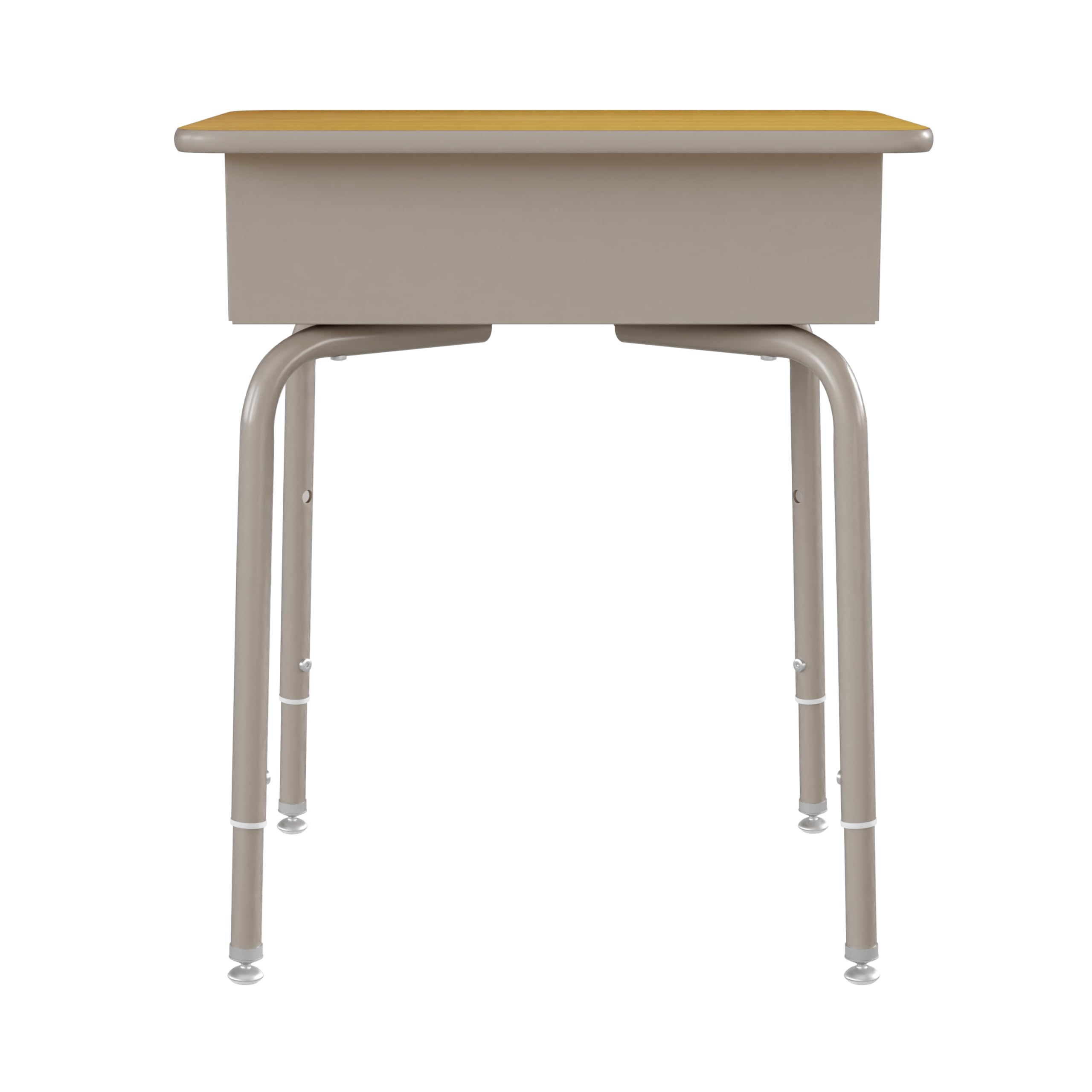 Maple Open Front Student Desk with Silver Metal Frame - 24