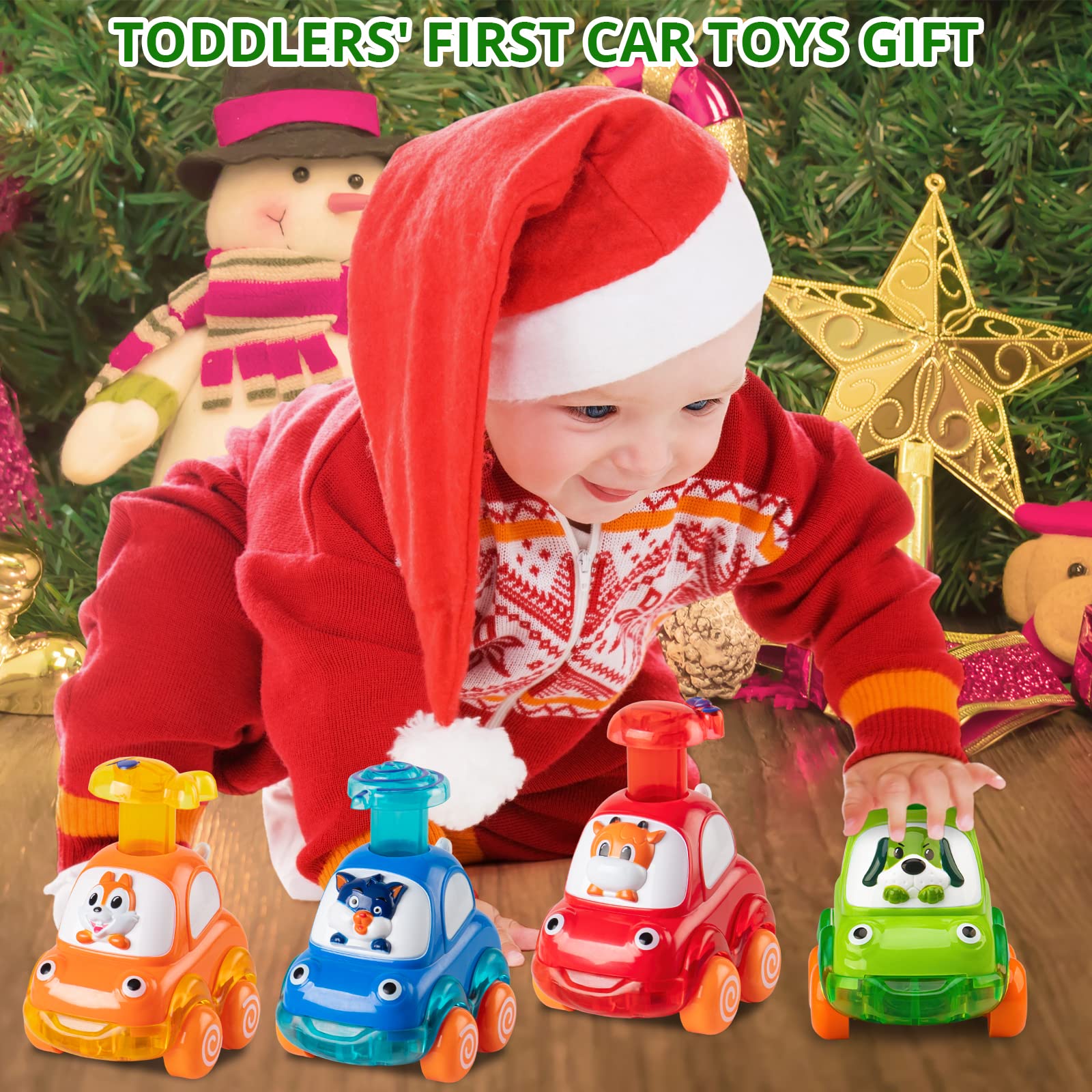 4 PCS Inertia Animal Car Toys for Toddlers 1-2 Years Old | Best 1st Birthday Gifts for Boys & Girls | Safe & Durable Baby Toys 12-18 Months | Perfect for Playtime, Learning & Early Childhood Development