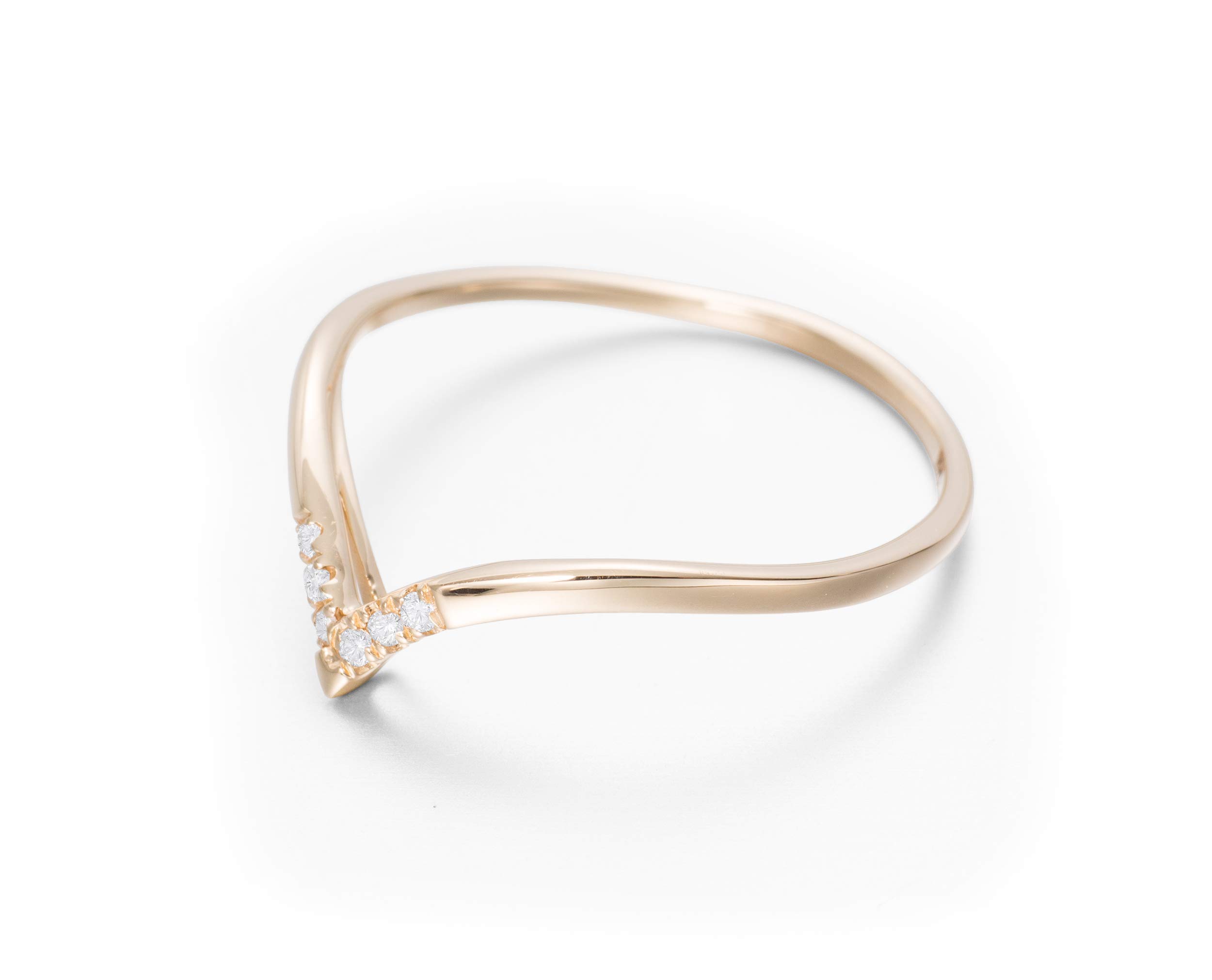 Majade 14K Yellow Gold Diamond Wedding Ring - Handmade Chevron V-Shaped Engagement Band for Women, Minimalist Triangle Bridal Jewelry - Perfect for Proposals, Anniversaries & Special Occasions