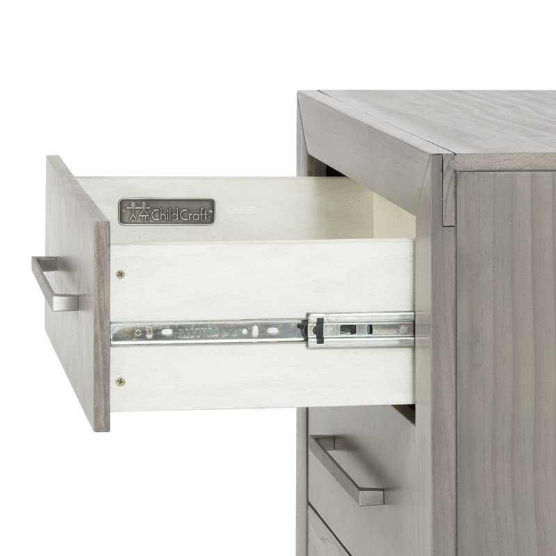Child Craft Kieran 2-Drawer Nightstand - Sturdy Pinewood Nursery & Bedroom Side Table with Large Storage Drawers | Non-Toxic Baby-Safe Finish in Crescent Gray | Perfect for Kids' Rooms, Guest Bedrooms & Small Space Storage Solutions