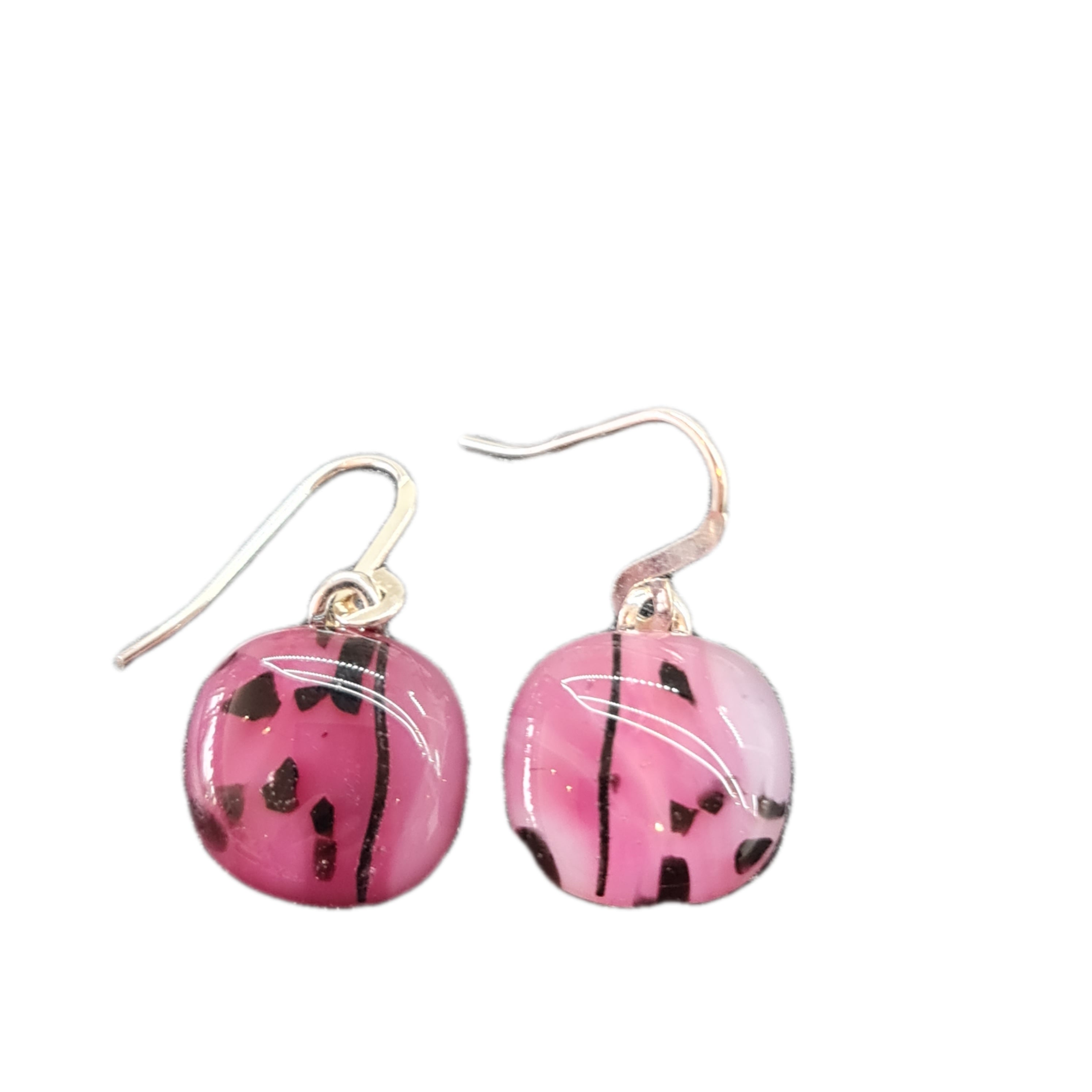 Handmade Pink and Black Glass Drop Earrings for Women – Elegant Dangle Jewelry for Parties, Weddings & Special Occasions