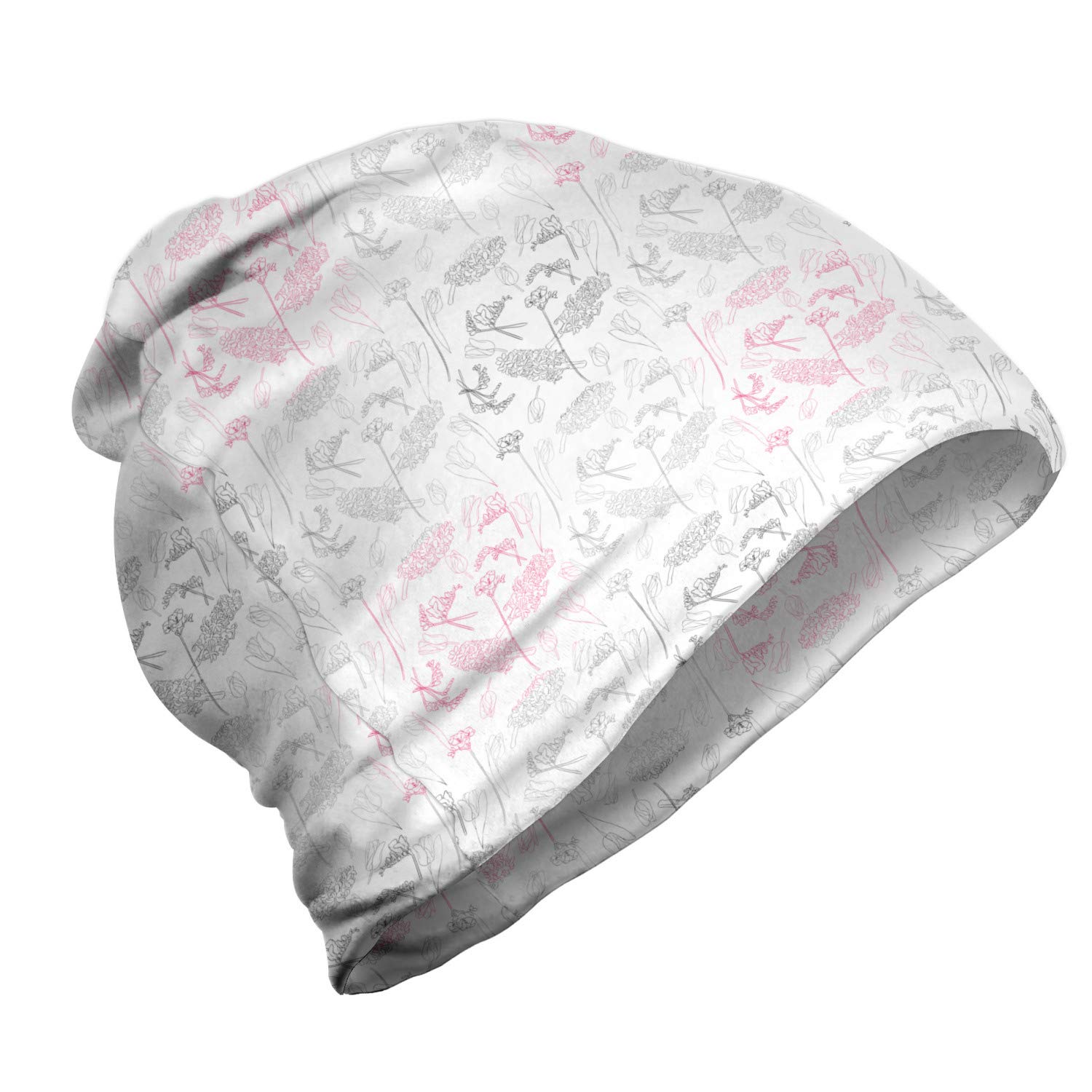 Ambesonne Unisex Beanie - Floral Sketch Design for Men & Women | Warm Winter Hat for Hiking, Outdoor Activities & Cold Weather Fashion