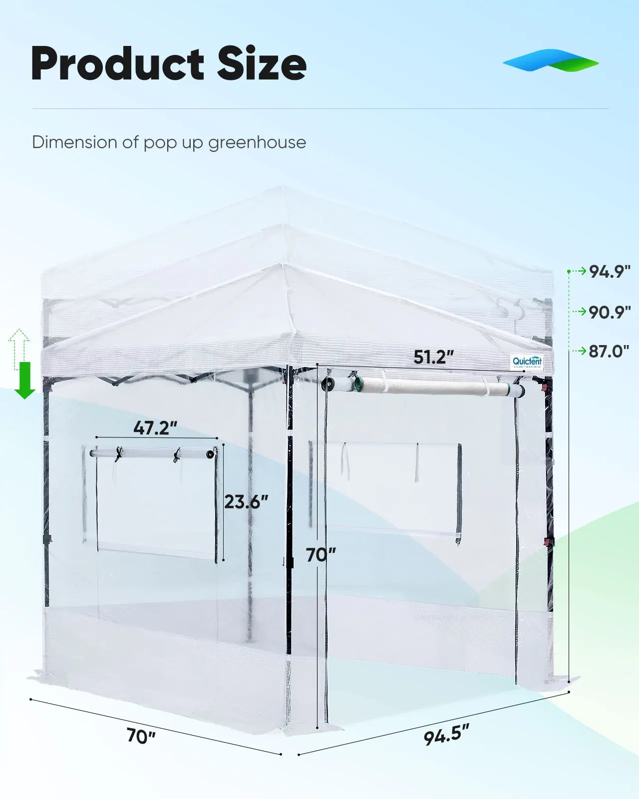 Pop Up Portable Walk in Greenhouse - Easy Setup Garden Tent for Plants & Vegetables | Indoor & Outdoor Use for Backyard, Patio, Balcony Gardening