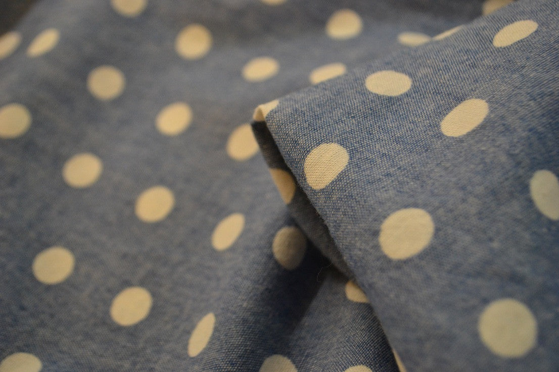 Stylish Chambray Dot Print Fabric - Large Size for DIY Sewing, Home Decor & Fashion Projects | Perfect for Curtains, Dresses & Crafting
