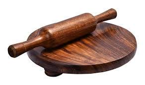 Premium Indian Wooden Chakla Belan Roti Maker Set - Traditional Chapati Rolling Board & Pin for Authentic Homemade Flatbreads - Perfect for Indian Cooking, Baking, and Family Meals