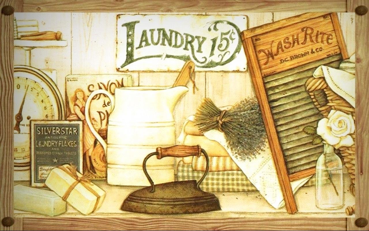 Distressed Primitive Wood Sign - Country Wall Decor for Laundry Room & Home