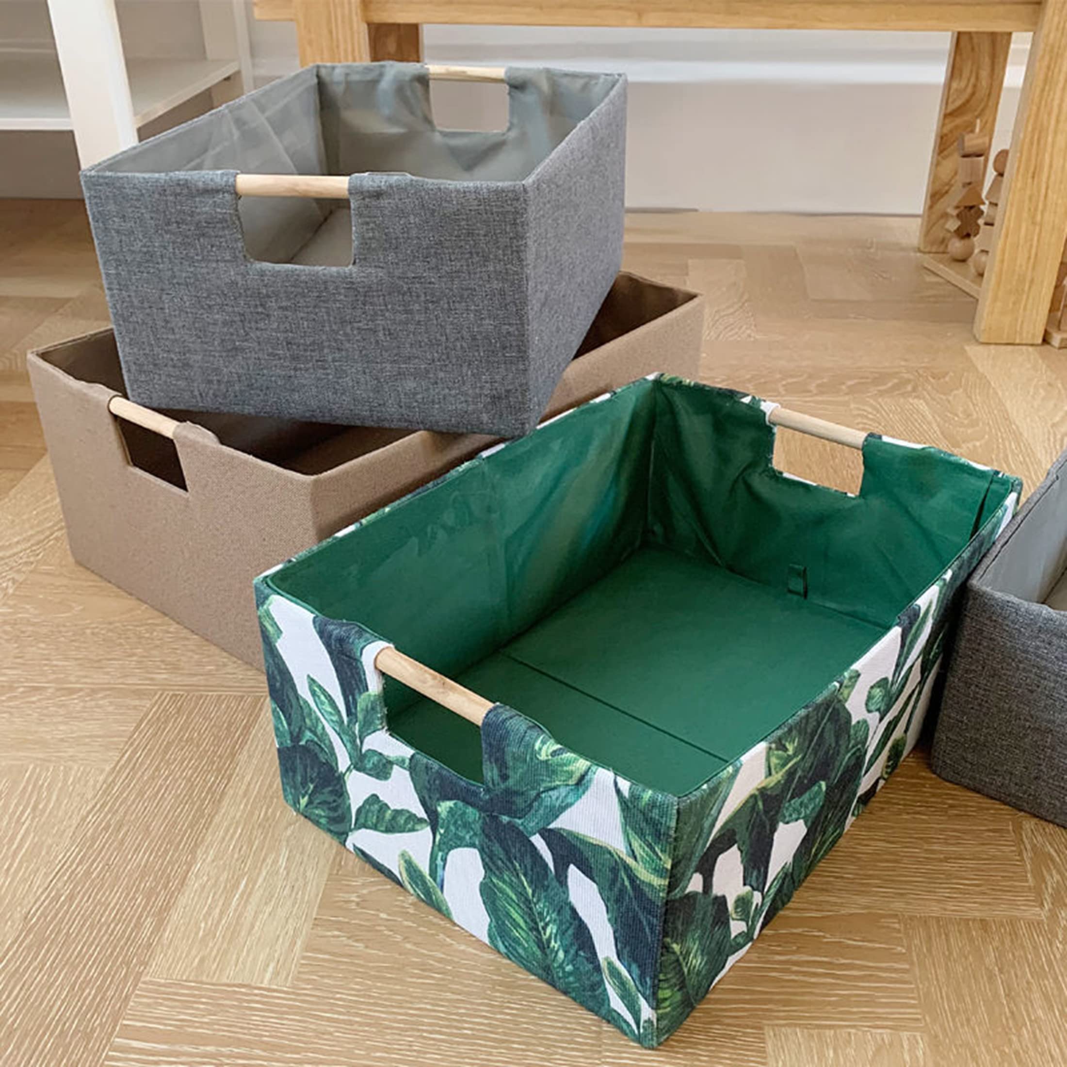 Foldable Storage Bins with Handles - Gray Rectangle Closet Baskets & Shelves Organizers for Home, Office, Car, Dorm Room | Perfect for Clothes, Toys, Books & Household Items Storage
