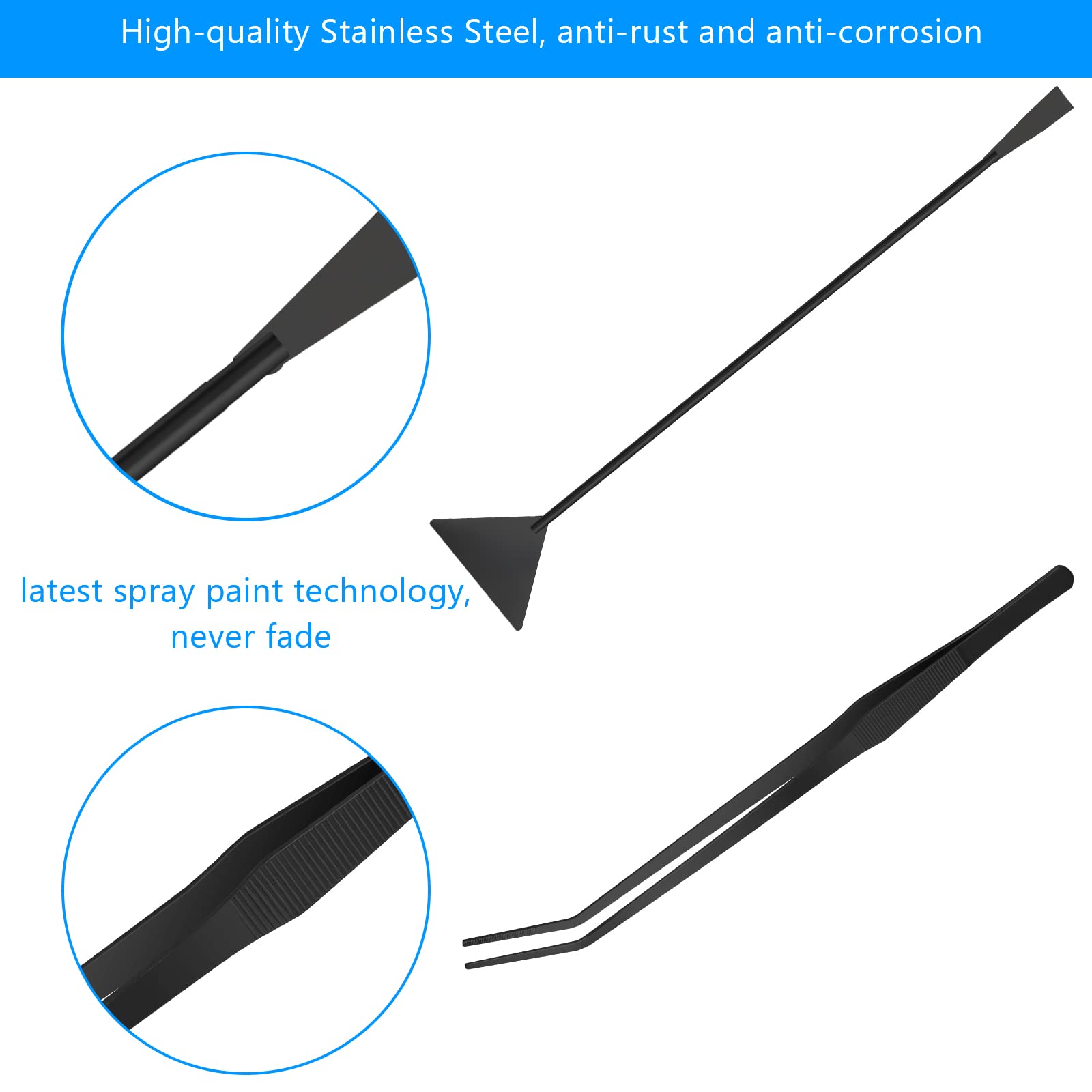 Premium 15in Stainless Steel Aquarium Aquascape Tools Kit - 4-in-1 Anti-Rust Aquatic Plant Scissors, Tweezer & Spatula Set for Fish Tank Cleaning & Plant Trimming | Perfect for Freshwater & Saltwater Aquariums, Aquascaping Enthusiasts & Professional Maintenance