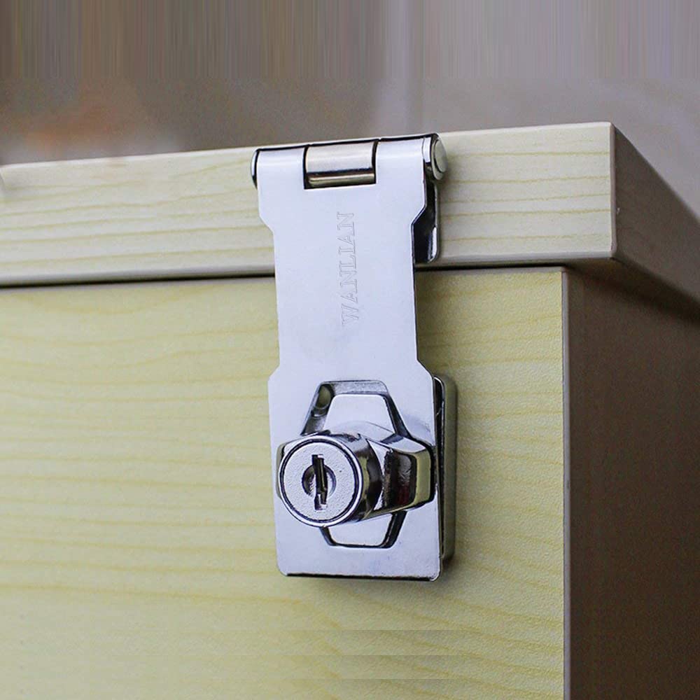 Stainless Steel Chrome Plated Keyed Hasp Lock with Twist Knob - Secure Cabinet Door Lock with Screws Included | Ideal for Storage Boxes, Tool Chests & Outdoor Sheds