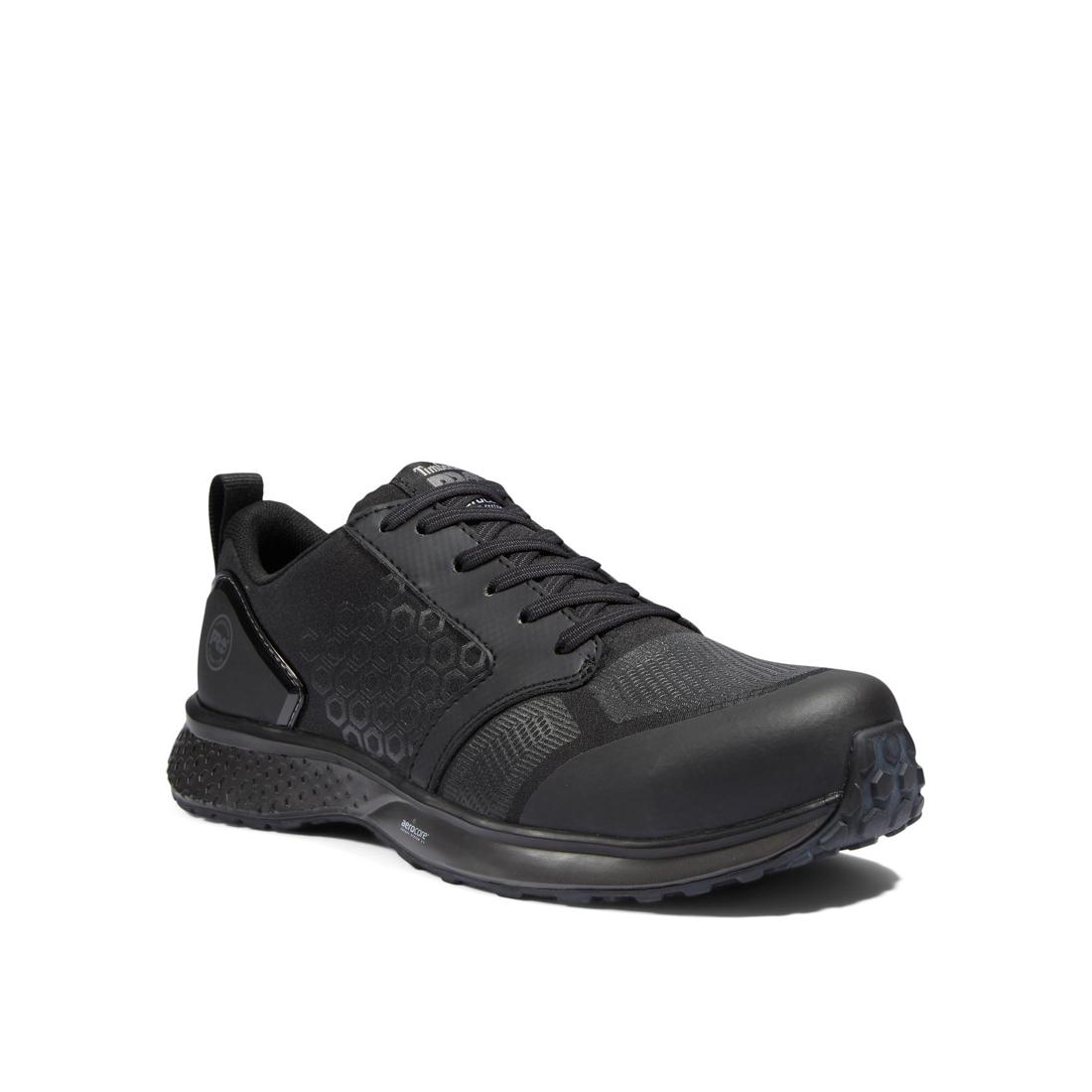 Reaxion Composite Toe Work Shoes for Men - Black Safety Boots with Slip Resistant & Electrical Hazard Protection | Ideal for Construction, Warehouse & Industrial Work