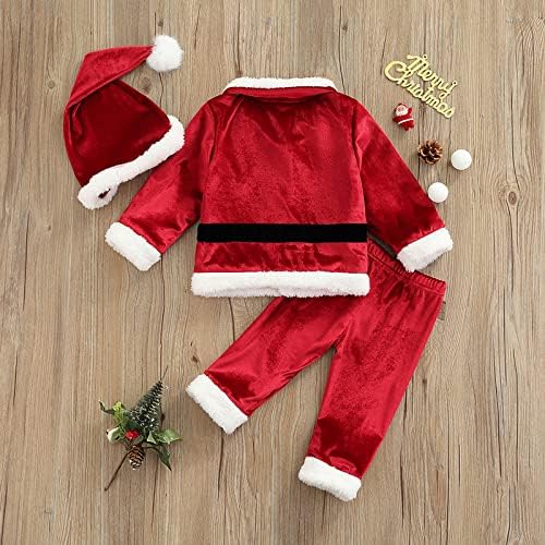 FIOMVA Christmas Santa Costume Set for Baby Girls & Boys - Dress, Jacket, Coat, Long Pants, Hat & Socks - Holiday Outfit for Christmas Parties, Family Photos & Festive Cosplay