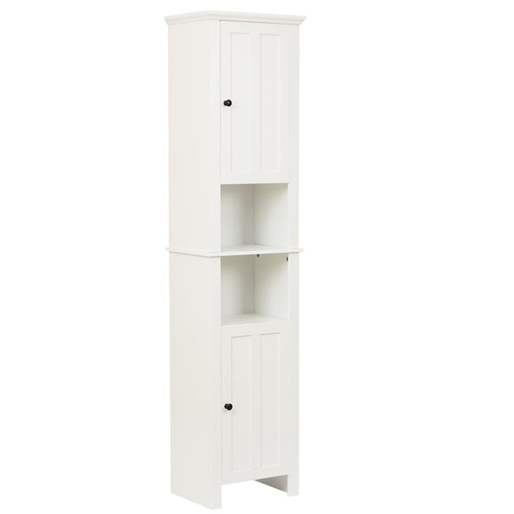 Winsome House White Wood Tall Bathroom Storage Cabinet - Perfect for Organizing Towels, Toiletries & Bathroom Essentials in Modern Homes