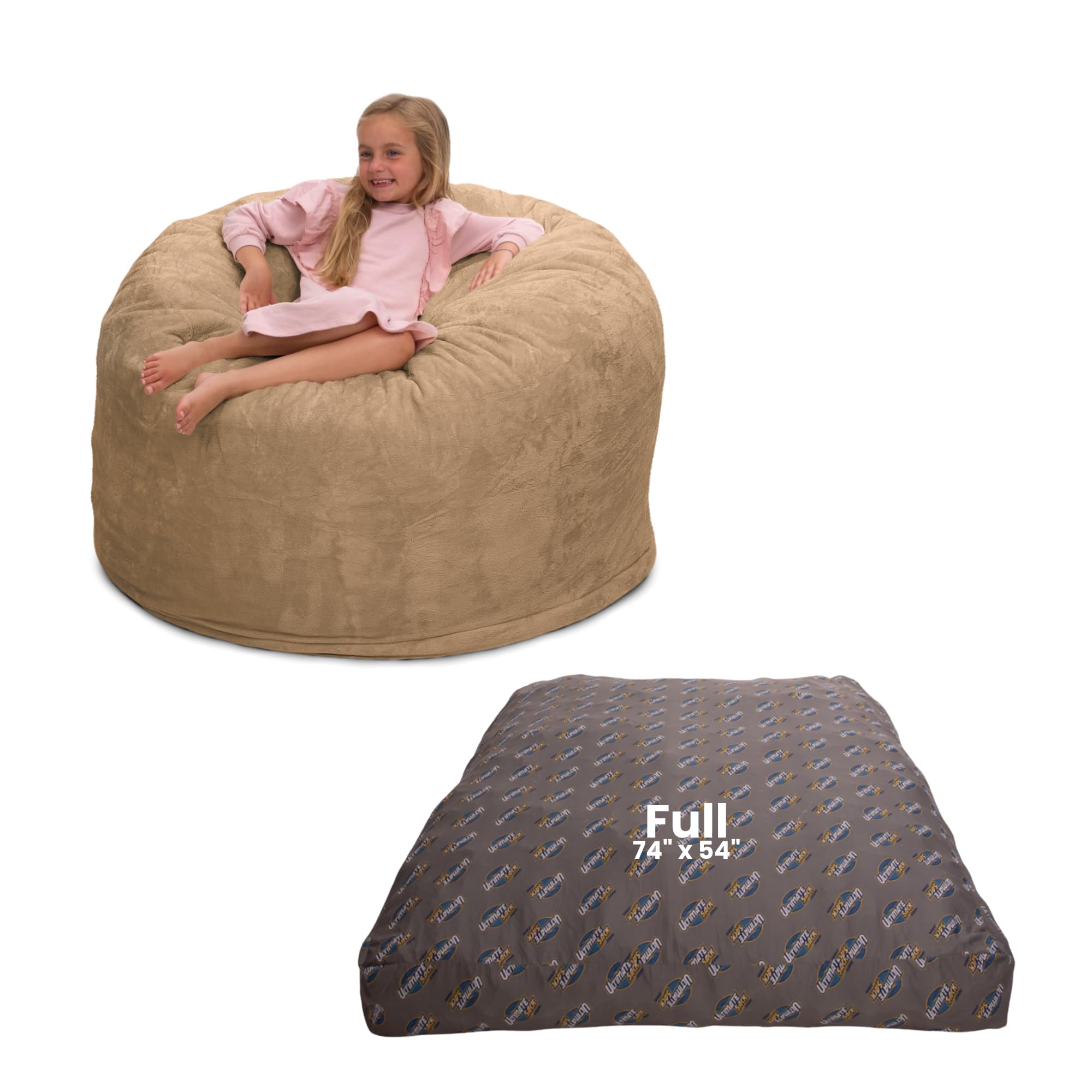 ULTIMATE SACK Convertible Bean Bag Chair - 3-in-1 Cozy Sleeper, Sofa Bed & Futon Alternative - Comfortable & Stylish for Living Room, Bedroom, Dorm or Guest Room - Perfect for Lounging, Napping & Small Space Living