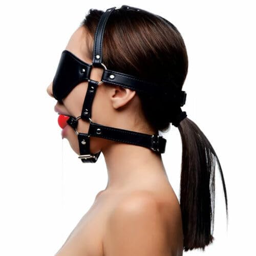 Premium Silicone Ball Gag with Adjustable Blindfold & Harness - 4cm Diameter BDSM Bondage Restraint for Adults - Perfect for Role Play, Fetish Parties & Spicing Up Your Sex Life - Durable & Comfortable Sex Toy Gift
