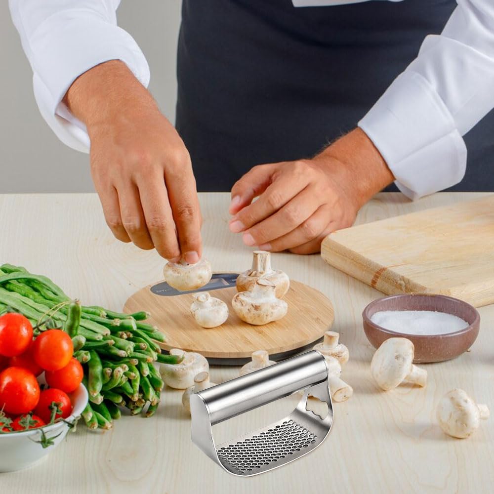 2024 Premium Stainless Steel Garlic Press - Heavy Duty Manual Garlic Crusher & Masher for Effortless Cooking - Perfect for Kitchens, Restaurants, and Home Chefs