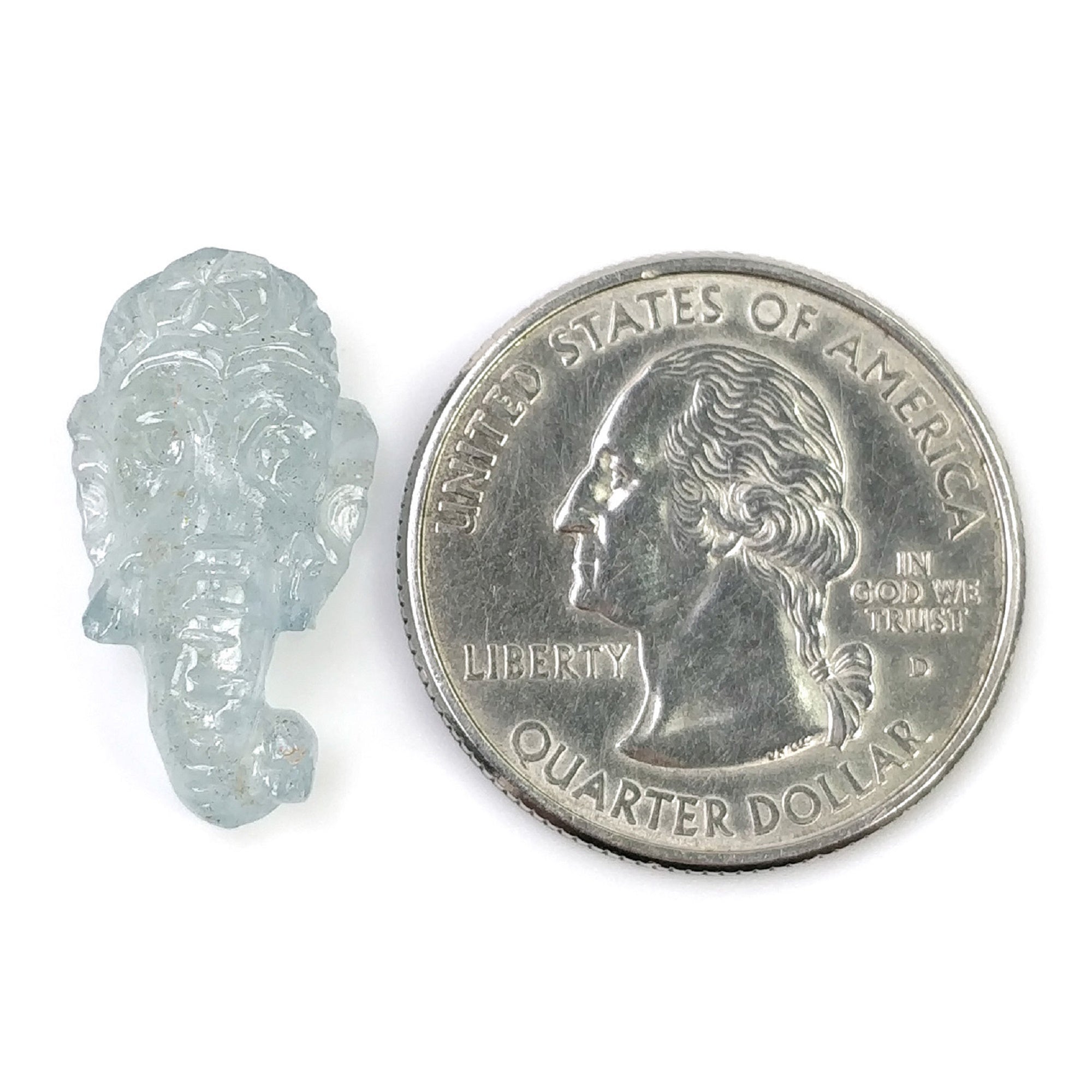 Natural Untreated Aquamarine Gemstone Carving - 10.30cts Hand Carved Lord Ganesha Statue 22x12mm | Healing Crystal, Meditation Decor, Spiritual Gift | With Authenticity Video