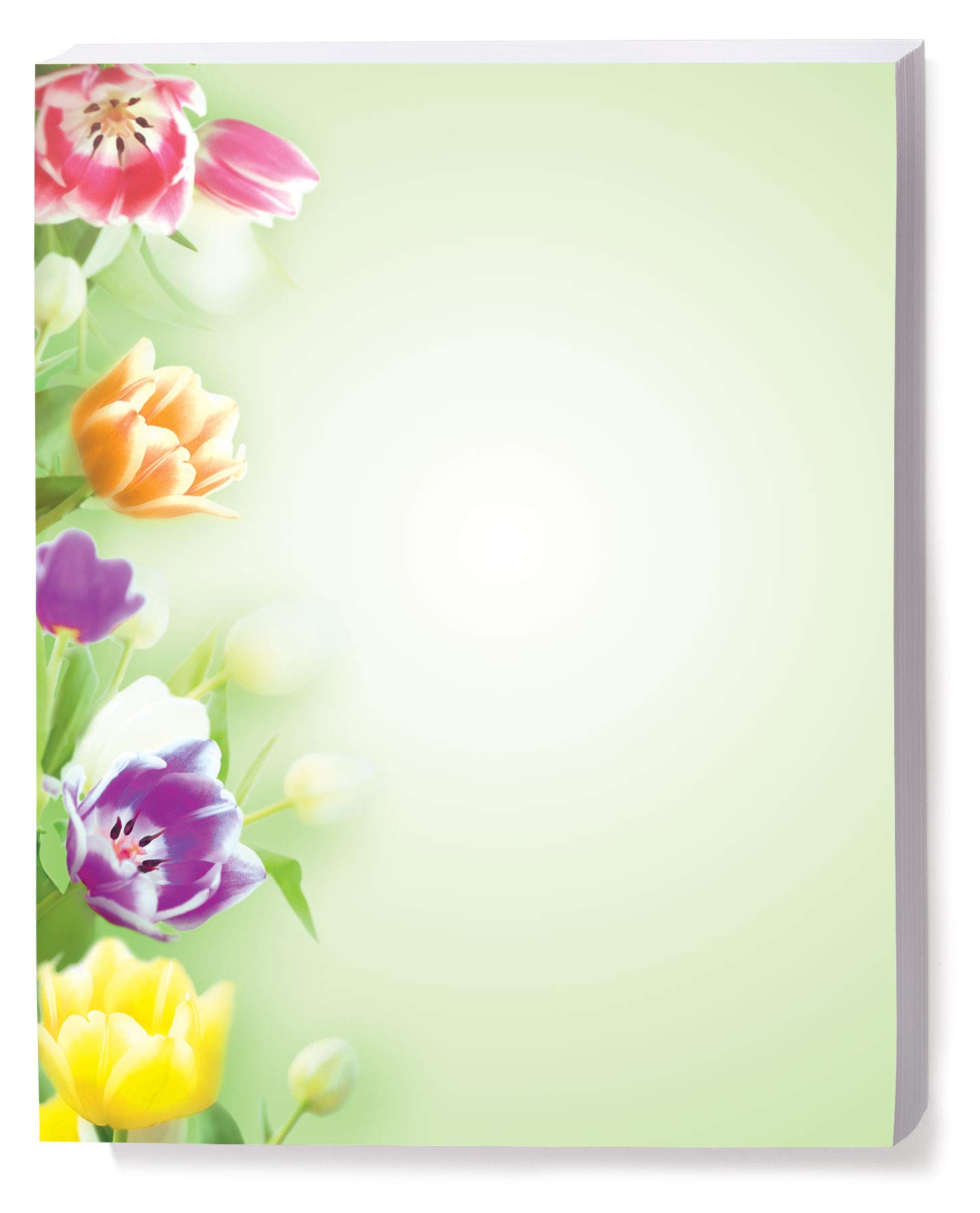 Premium Tulip-Themed Spring Stationery Set - 100 Sheets Elegant Border Paper & Letterhead (8.5 x 11) for Invitations, Wedding Stationery & Home Office Decor | Floral Printer Paper for DIY Crafts & Professional Correspondence