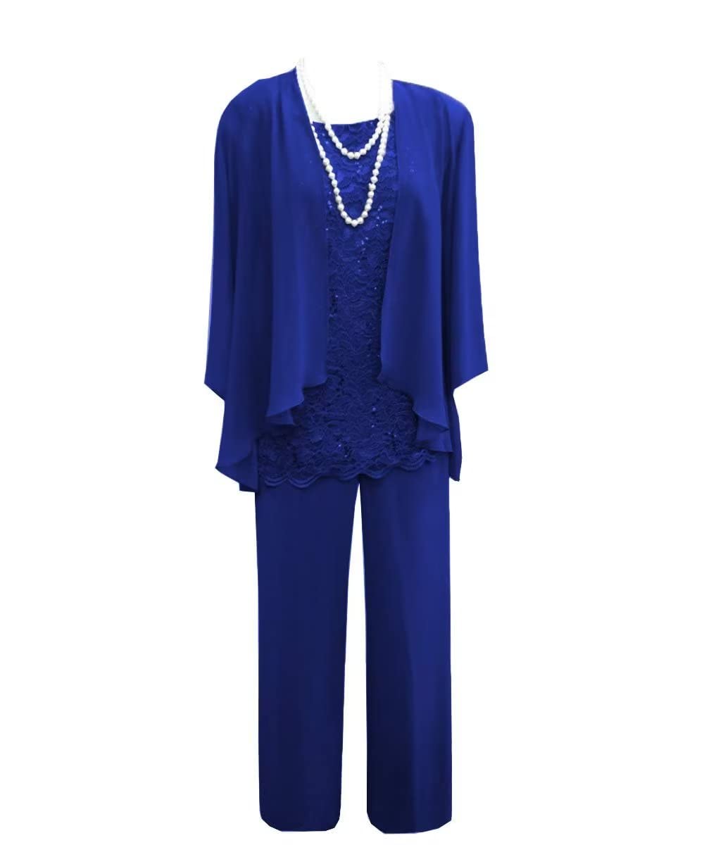 Plus Size Lace Blue Mother of The Bride Dress Pantsuits - Formal Wedding Guest Dress for Women US16W - Perfect for Weddings, Receptions & Special Occasions