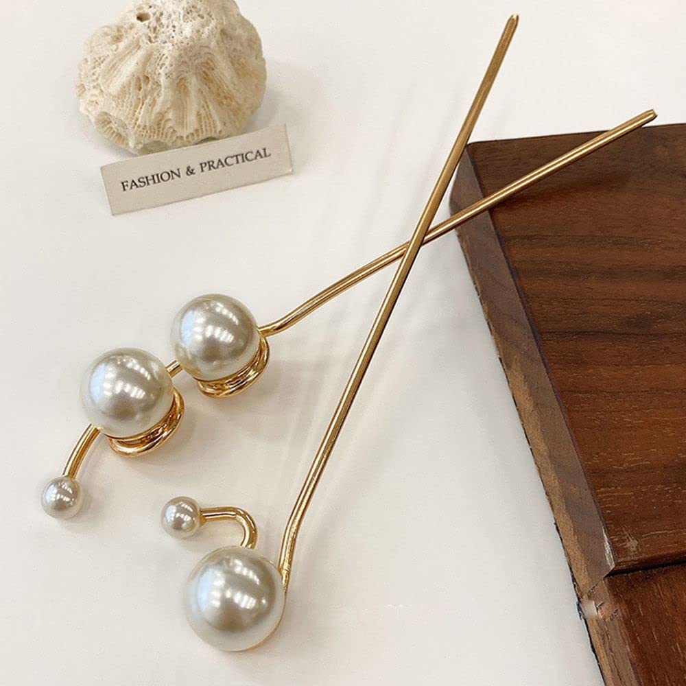 UTHTY Wedding Pearl Hair Pins - Elegant Bridal Hair Accessories with Alloy Pearls, Hair Sticks & Bobby Pins for Hairstyling (2-Pearl Design) - Perfect for Weddings, Proms & Special Occasions