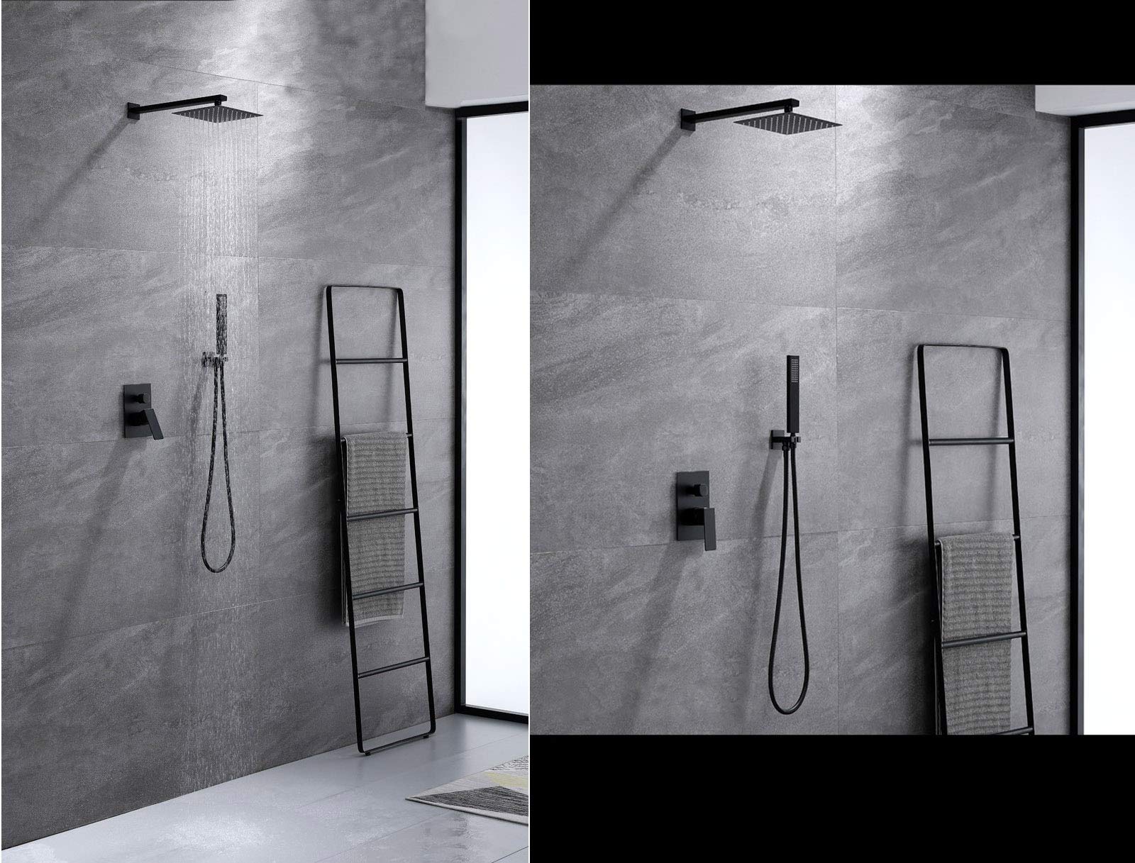 Premium Matte Black Shower System - Rain Shower Head with Handheld Spray, Pressure Balance Valve & Trim Kit for Luxurious Bathroom Upgrade | Perfect for Master Bath, Spa-Like Experience & Modern Home Renovation