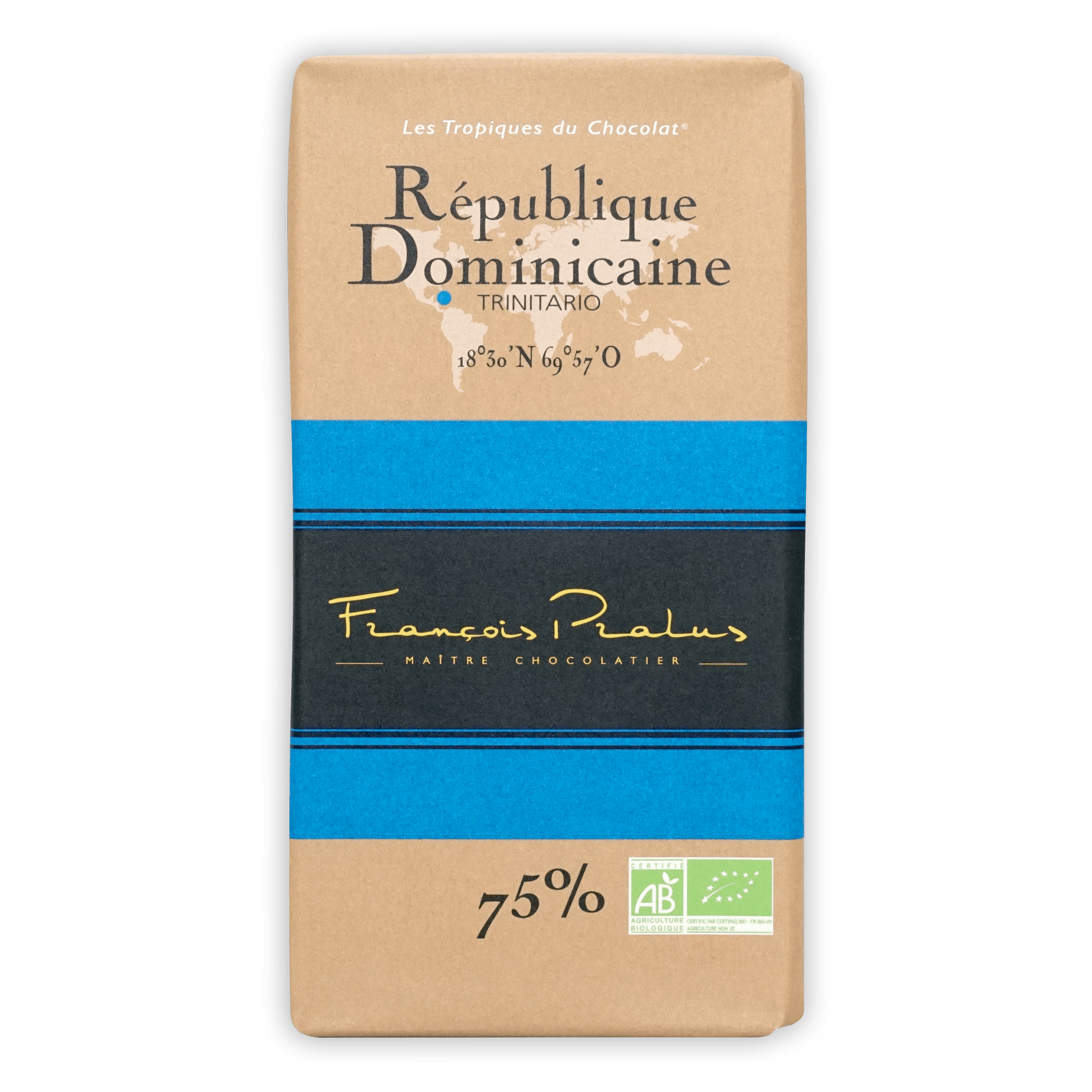 Pralus Dominican Republic 75% Dark Chocolate Bar - Premium Gourmet Chocolate for Baking, Gifting & Desserts | Vegan & Fair Trade Certified