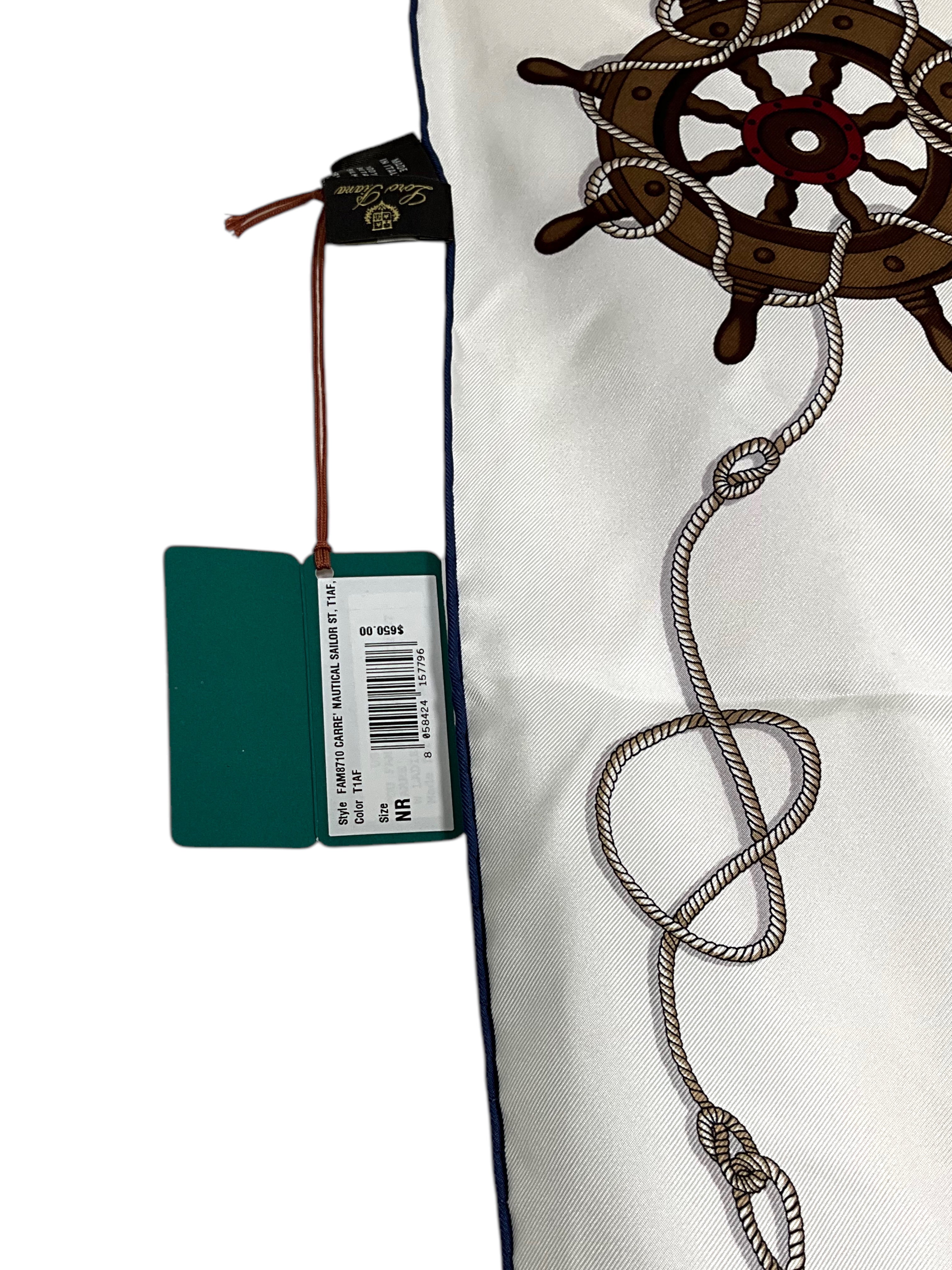 Loro Piana Nautical Sailor Striped Silk Twill Scarf - Luxury Italian Cashmere Blend Shawl for Women & Men - Perfect for Travel, Yachting and Elegant Outfits