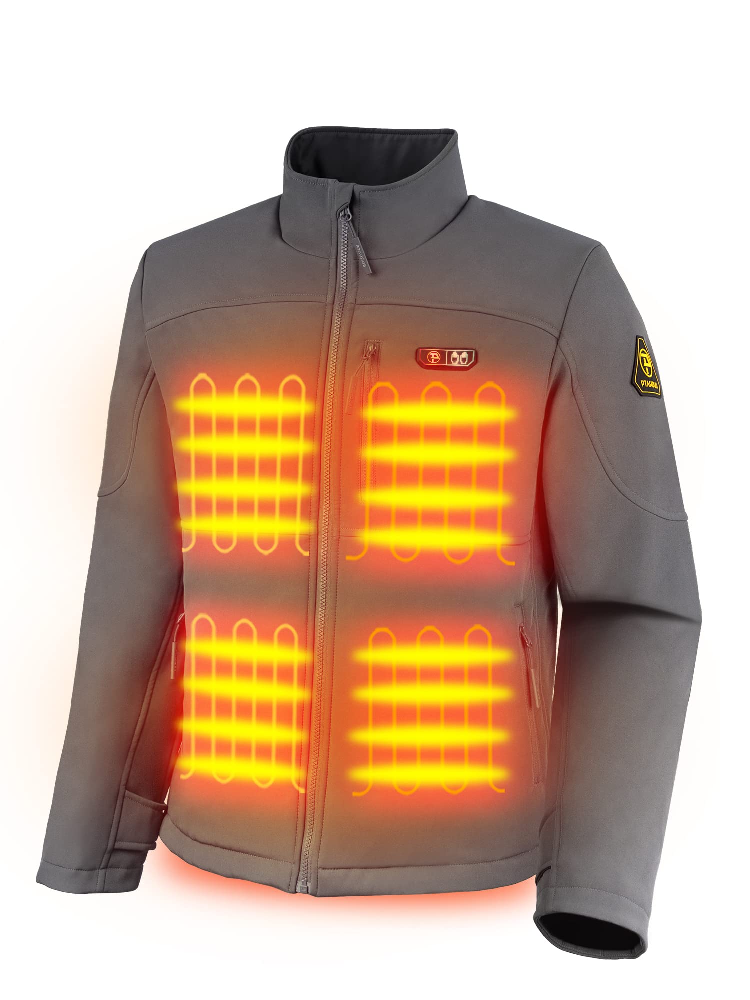 PTAHDUS Men's Heated Jacket with 7.4V Battery Pack - Winter Warm Jacket with Hand Warmer Pockets for Outdoor Activities, Hunting, and Camping
