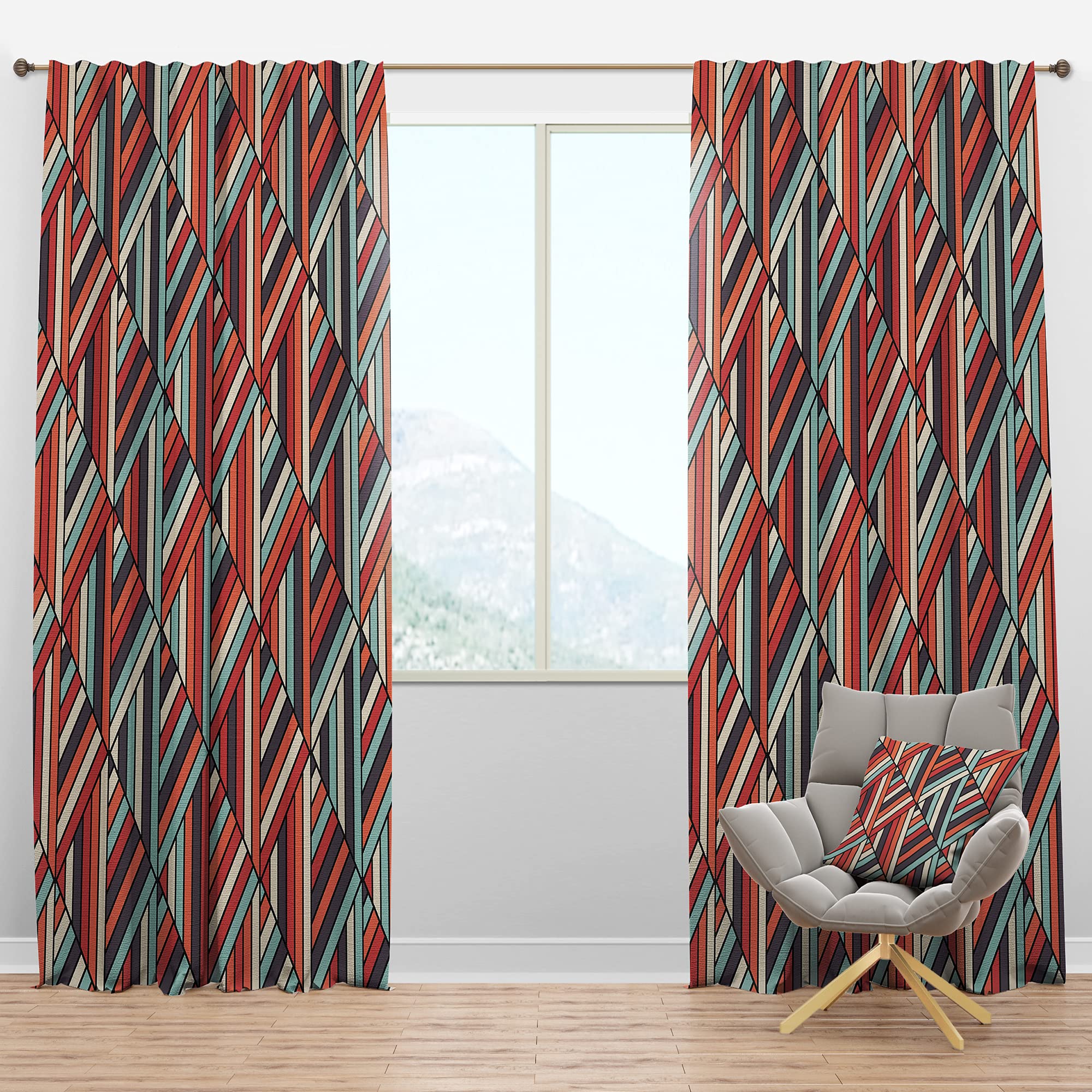 Blackout Curtains with Geometric Op Art Design - Thermal Insulated Bedroom & Living Room Drapes - Single Panel 52x63 Inches - Perfect for Light Blocking, Privacy & Energy Efficiency