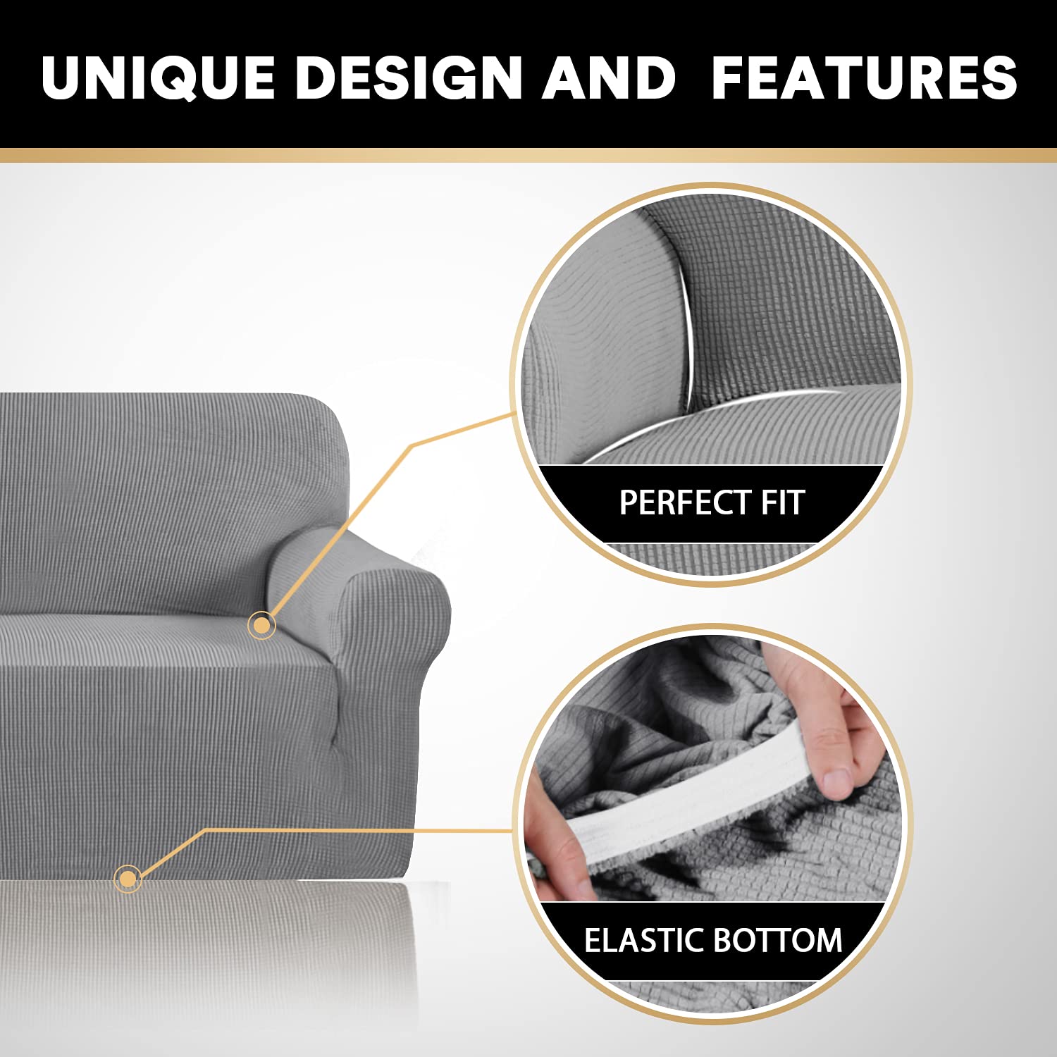 Premium 3-Cushion Couch Cover - Pet Friendly Oversized Sofa Protector | Washable, Non-Slip Furniture Slipcover for XL Couches (Dove Gray) | Perfect for Living Room, Family Room & Pet-Friendly Homes