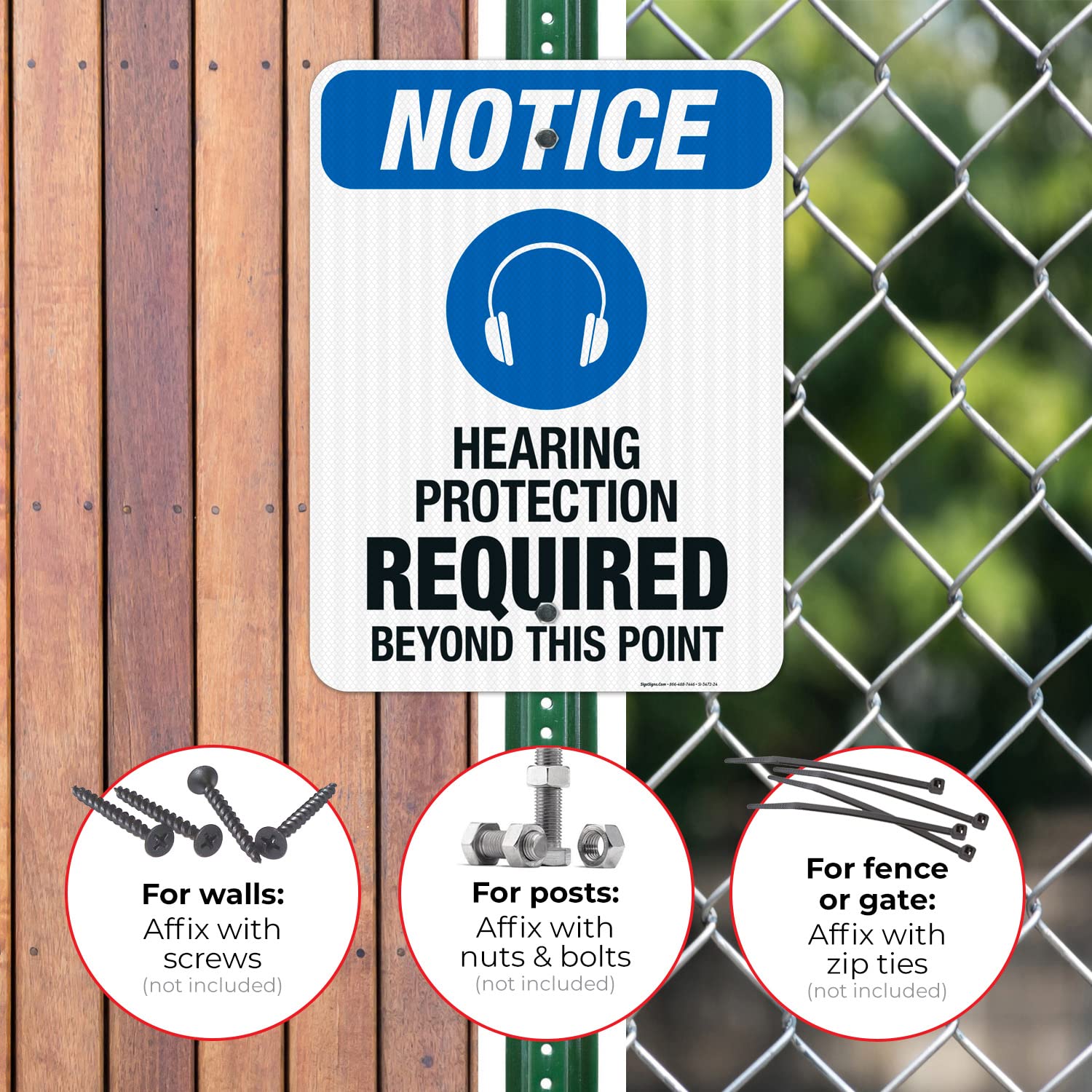 OSHA Compliant 'Hearing Protection Required Beyond This Point' Safety Sign - 18x24 Inches, 3M EGP Reflective .080 Aluminum, Fade Resistant for Indoor/Outdoor Use - Made in USA | Perfect for Construction Sites, Factories & Industrial Areas