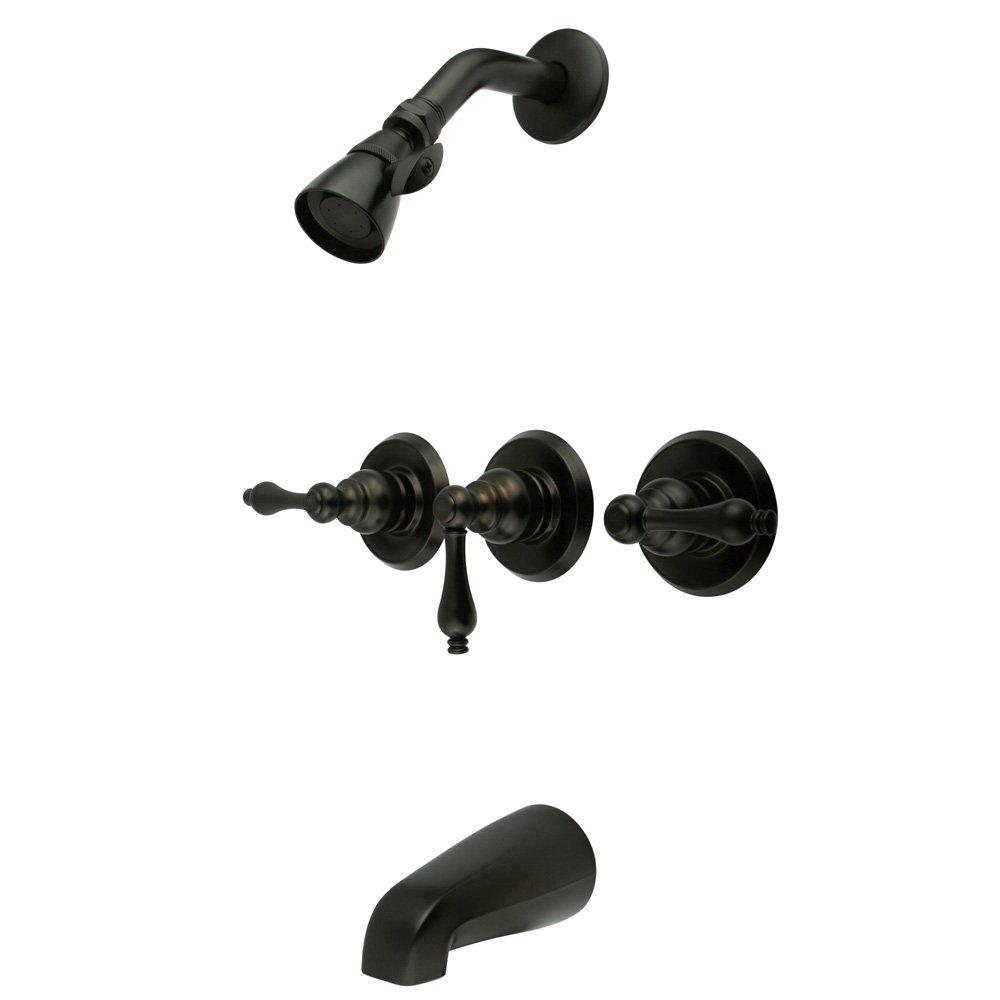 Elements of Design Magellan EB235AL 3-Handle Tub and Shower Faucet in Oil Rubbed Bronze - Perfect for Bathroom Renovation & Modern Home Decor